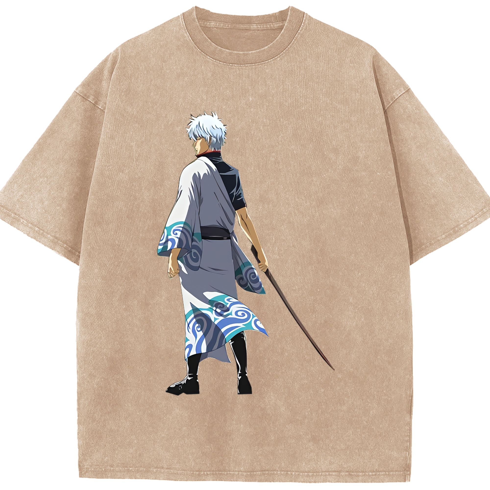 （画像用） ぎんたま 坂田銀時（さかたぎんとき） 神楽 志村新八（しむら しんぱち） GINTAMA Sakata Gintoki Kagura Shimura Shinpachi 綿100% ヴィンテージ風 半袖Tシャツ（フロントプリント）