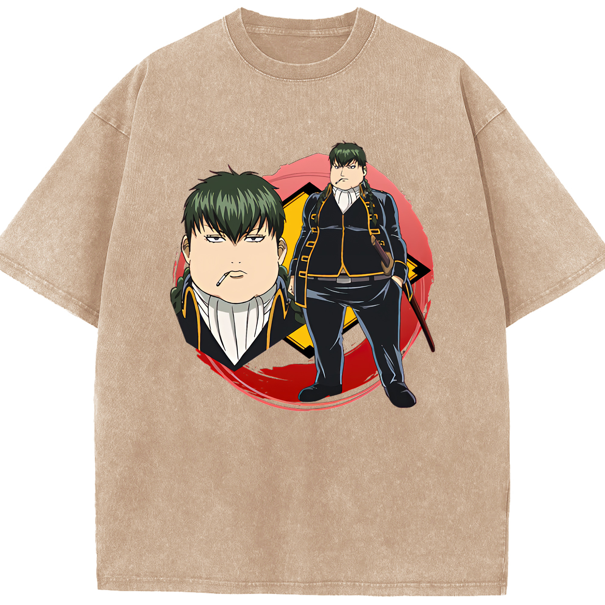 （画像用） ぎんたま 坂田銀時（さかたぎんとき） 神楽 志村新八（しむら しんぱち） GINTAMA Sakata Gintoki Kagura Shimura Shinpachi 綿100% ヴィンテージ風 半袖Tシャツ（フロントプリント）