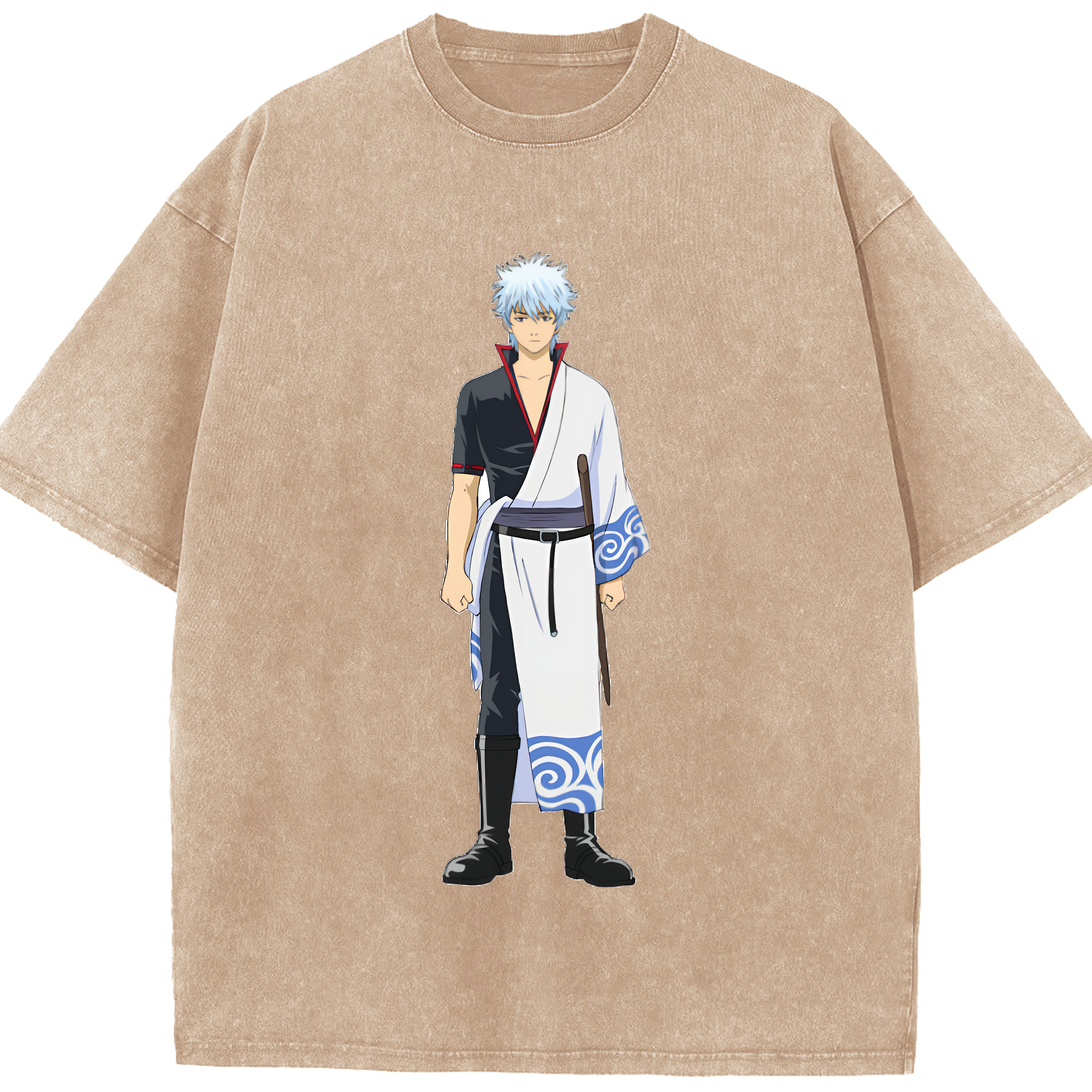 （画像用） ぎんたま 坂田銀時（さかたぎんとき） 神楽 志村新八（しむら しんぱち） GINTAMA Sakata Gintoki Kagura Shimura Shinpachi 綿100% ヴィンテージ風 半袖Tシャツ（フロントプリント）