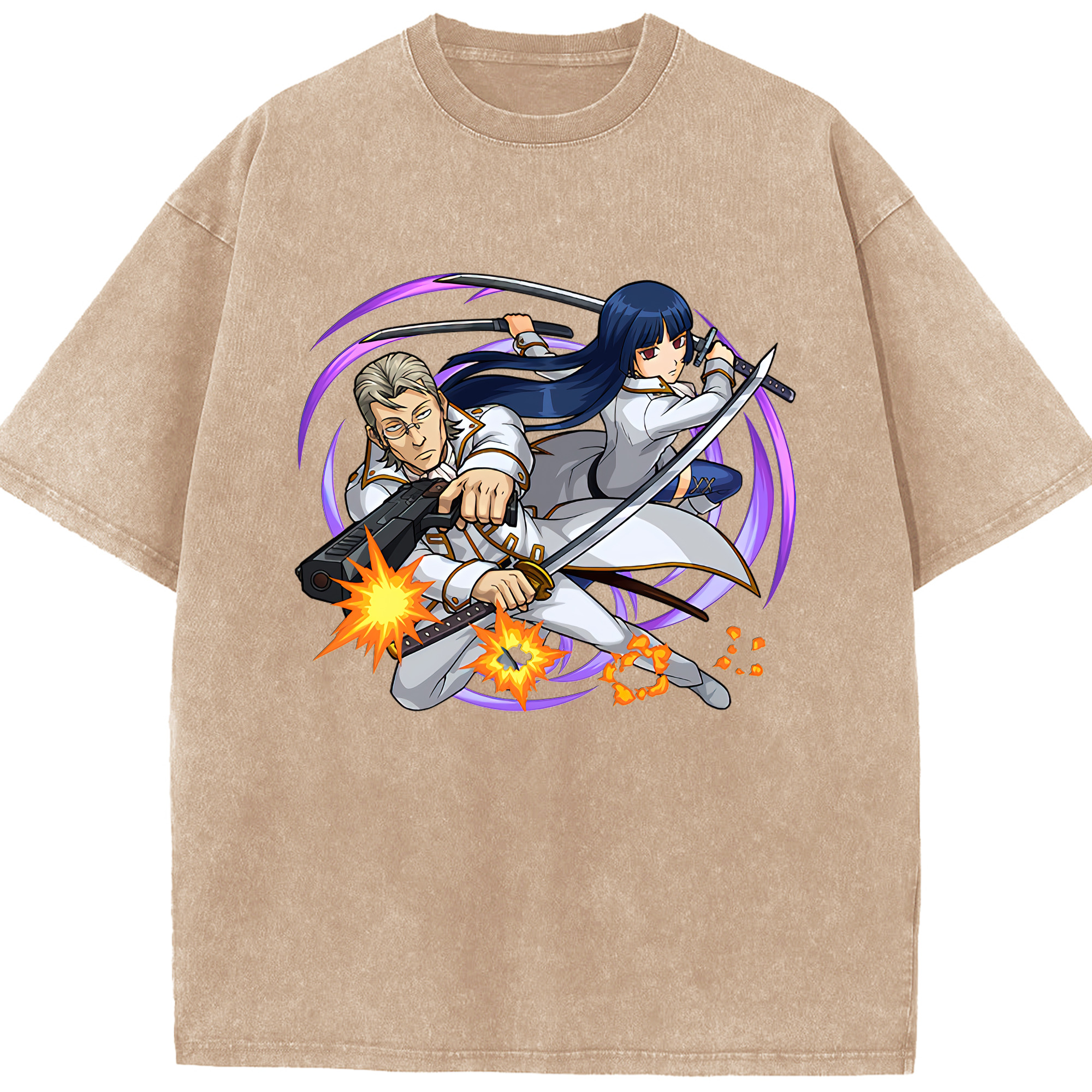 （画像用） ぎんたま 坂田銀時（さかたぎんとき） 神楽 志村新八（しむら しんぱち） GINTAMA Sakata Gintoki Kagura Shimura Shinpachi 綿100% ヴィンテージ風 半袖Tシャツ（フロントプリント）