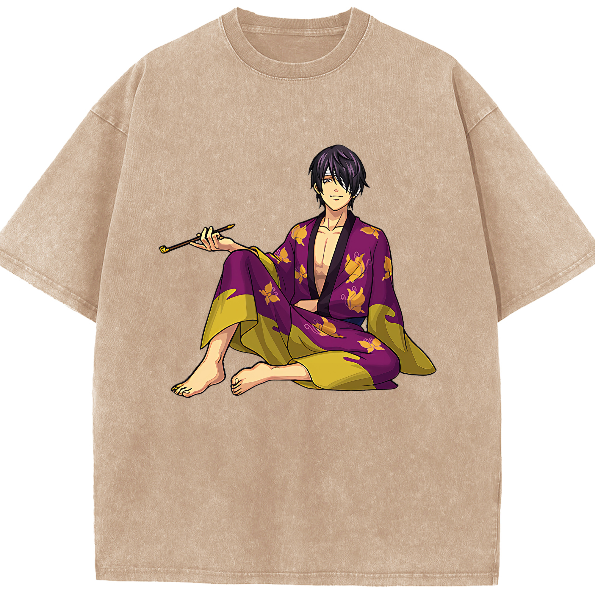 （画像用） ぎんたま 坂田銀時（さかたぎんとき） 神楽 志村新八（しむら しんぱち） GINTAMA Sakata Gintoki Kagura Shimura Shinpachi 綿100% ヴィンテージ風 半袖Tシャツ（フロントプリント）