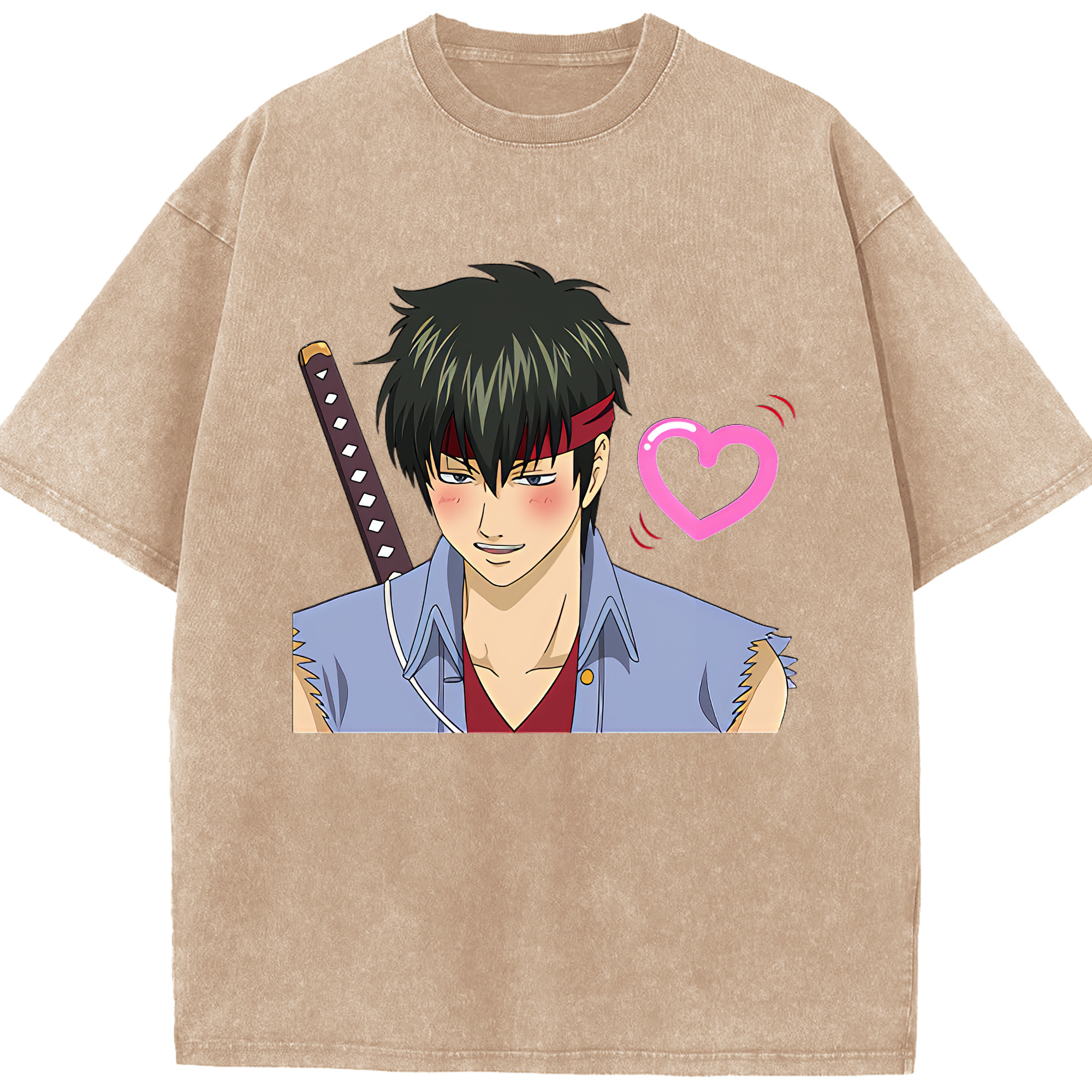 （画像用） ぎんたま 坂田銀時（さかたぎんとき） 神楽 志村新八（しむら しんぱち） GINTAMA Sakata Gintoki Kagura Shimura Shinpachi 綿100% ヴィンテージ風 半袖Tシャツ（フロントプリント）
