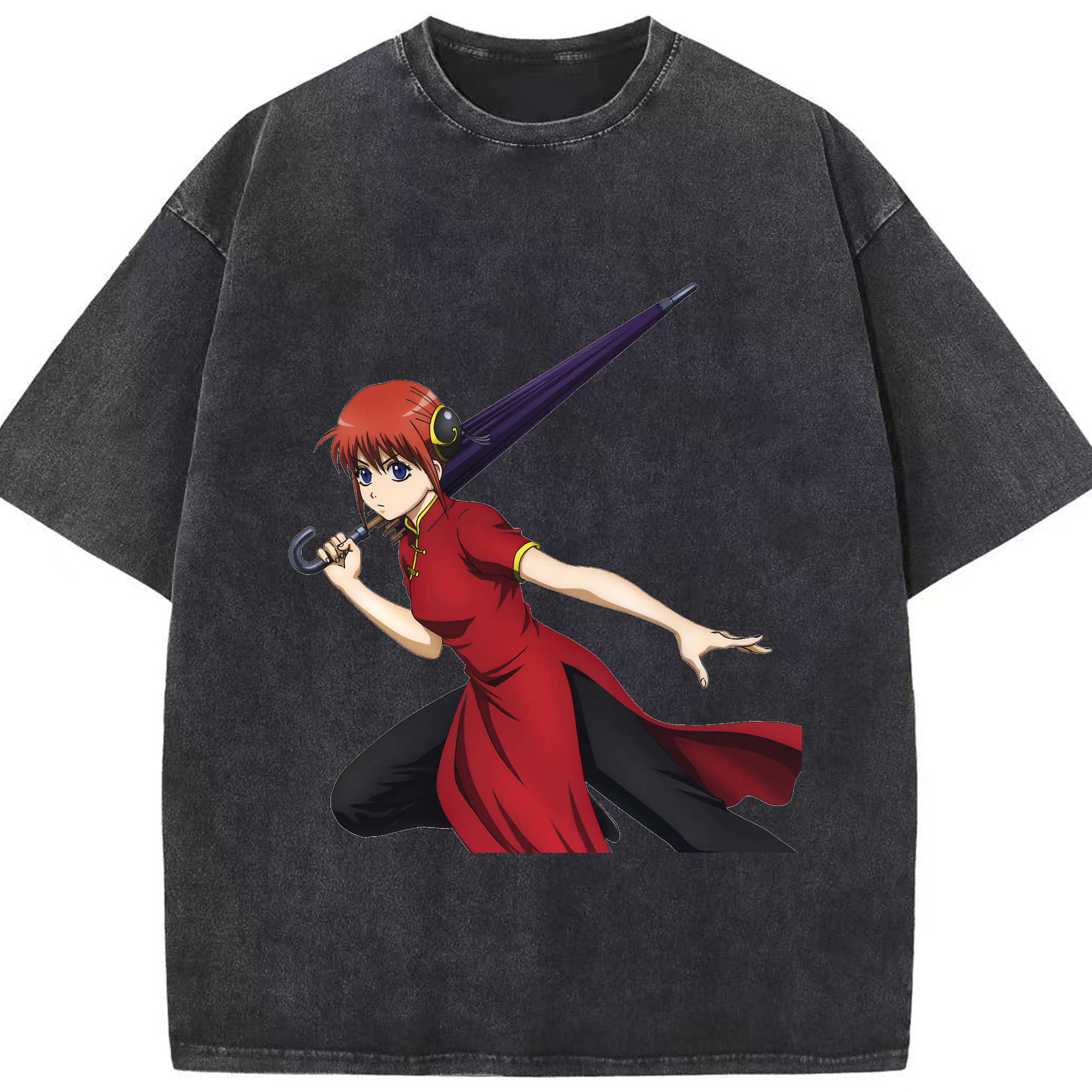 （画像用） ぎんたま 坂田銀時（さかたぎんとき） 神楽 志村新八（しむら しんぱち） GINTAMA Sakata Gintoki Kagura Shimura Shinpachi 綿100% ヴィンテージ風 半袖Tシャツ（フロントプリント）