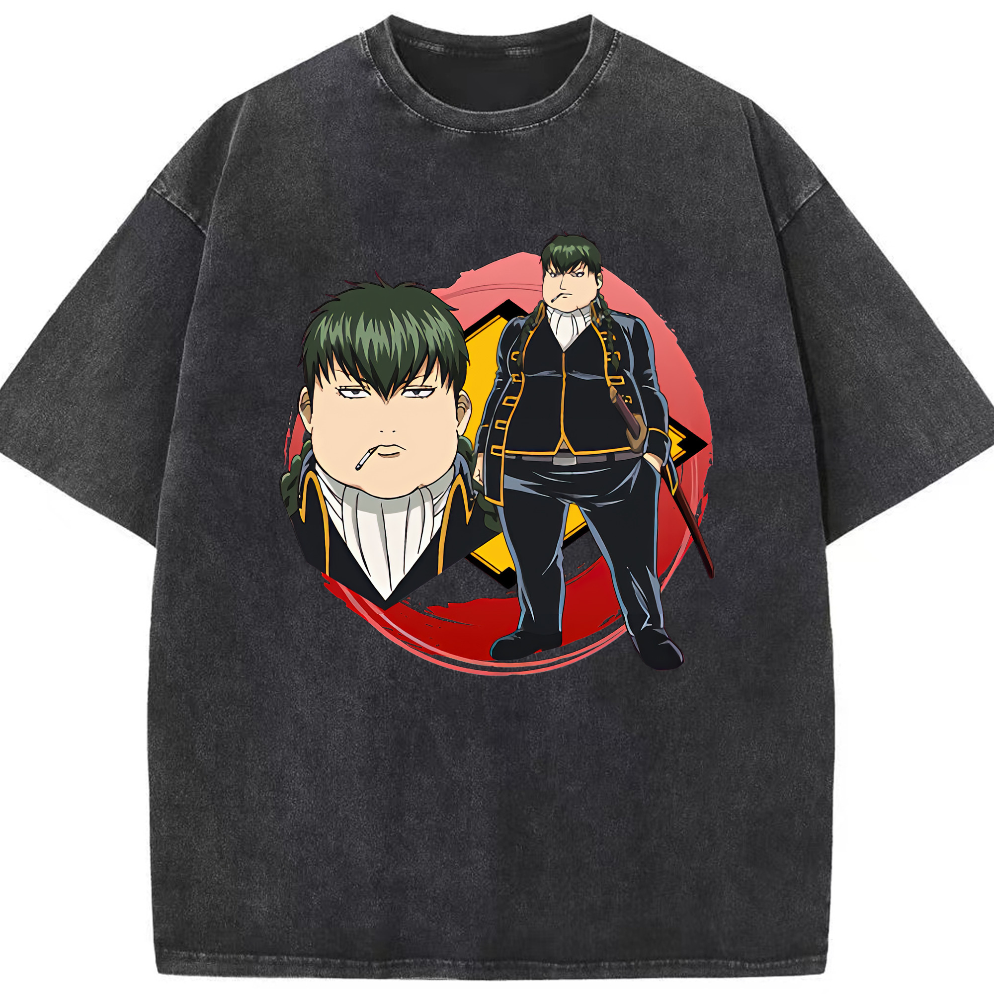 （画像用） ぎんたま 坂田銀時（さかたぎんとき） 神楽 志村新八（しむら しんぱち） GINTAMA Sakata Gintoki Kagura Shimura Shinpachi 綿100% ヴィンテージ風 半袖Tシャツ（フロントプリント）