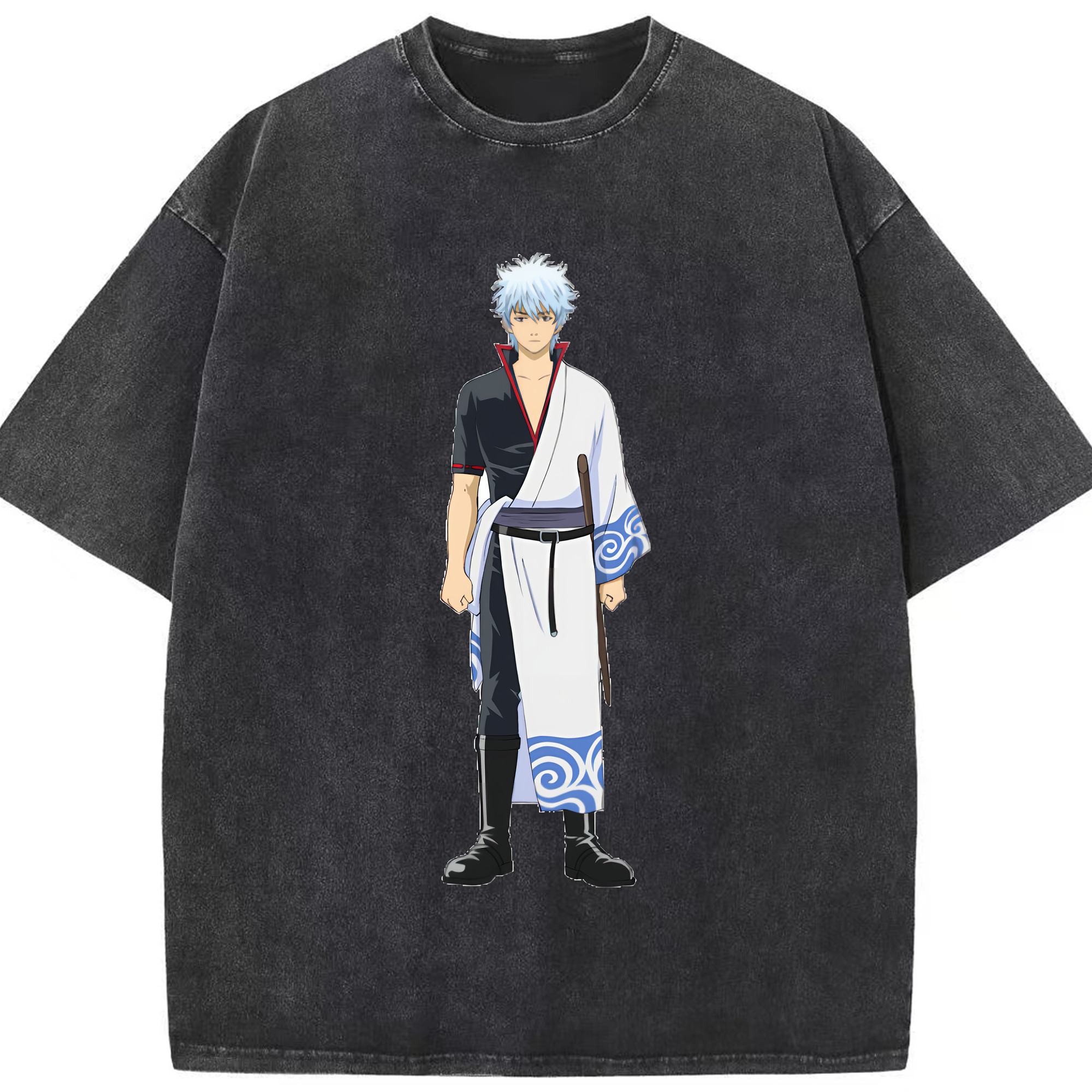 （画像用） ぎんたま 坂田銀時（さかたぎんとき） 神楽 志村新八（しむら しんぱち） GINTAMA Sakata Gintoki Kagura Shimura Shinpachi 綿100% ヴィンテージ風 半袖Tシャツ（フロントプリント）