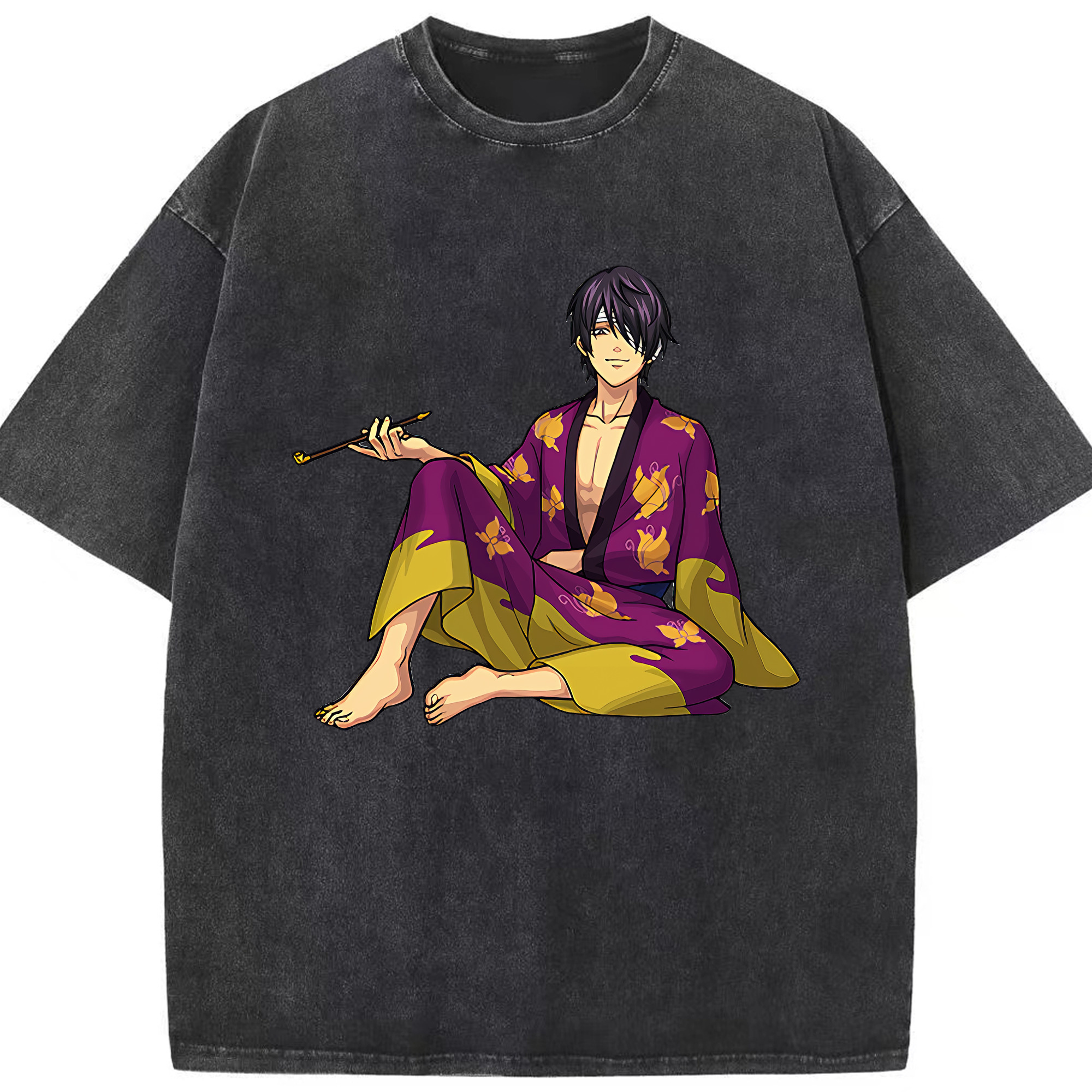 （画像用） ぎんたま 坂田銀時（さかたぎんとき） 神楽 志村新八（しむら しんぱち） GINTAMA Sakata Gintoki Kagura Shimura Shinpachi 綿100% ヴィンテージ風 半袖Tシャツ（フロントプリント）