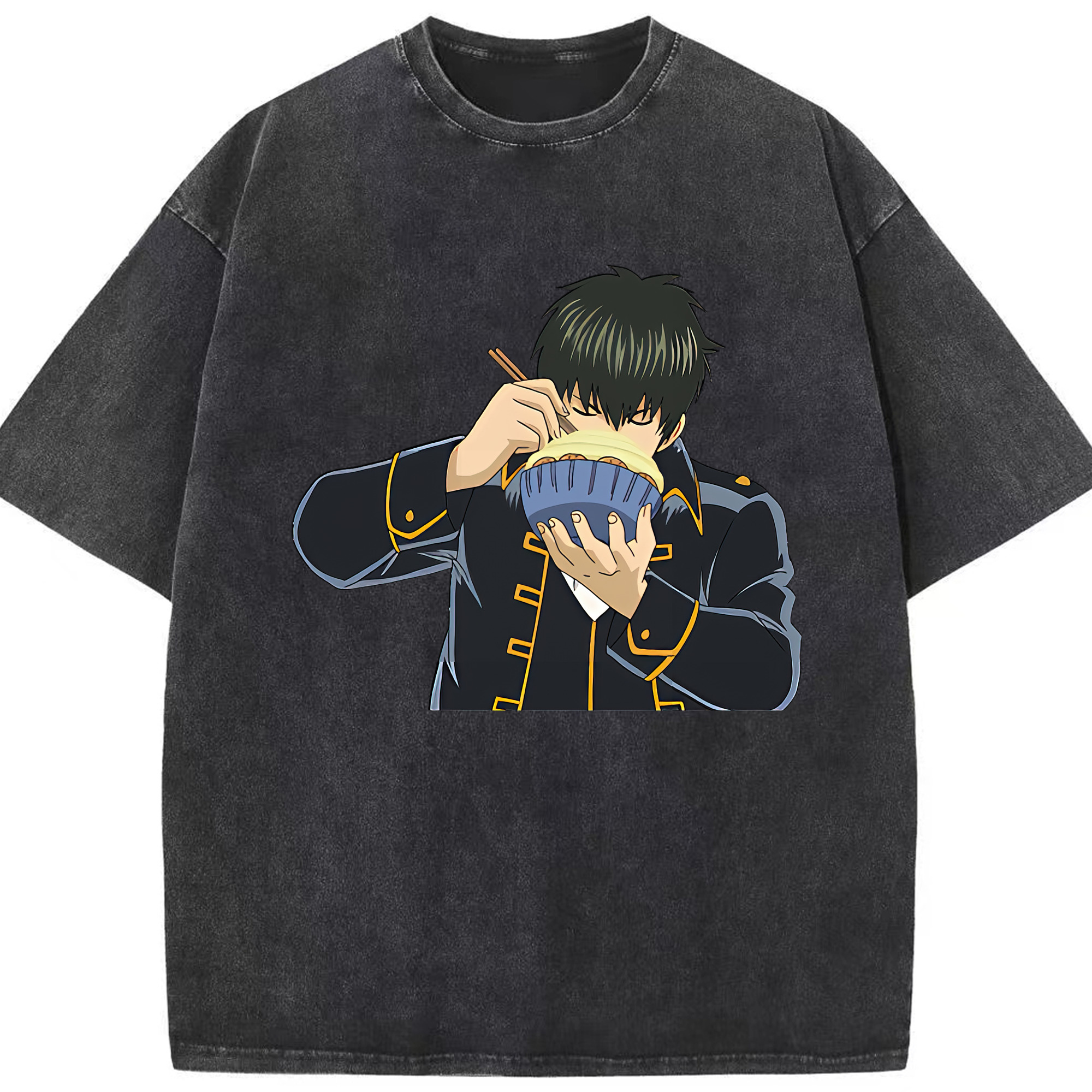 （画像用） ぎんたま 坂田銀時（さかたぎんとき） 神楽 志村新八（しむら しんぱち） GINTAMA Sakata Gintoki Kagura Shimura Shinpachi 綿100% ヴィンテージ風 半袖Tシャツ（フロントプリント）