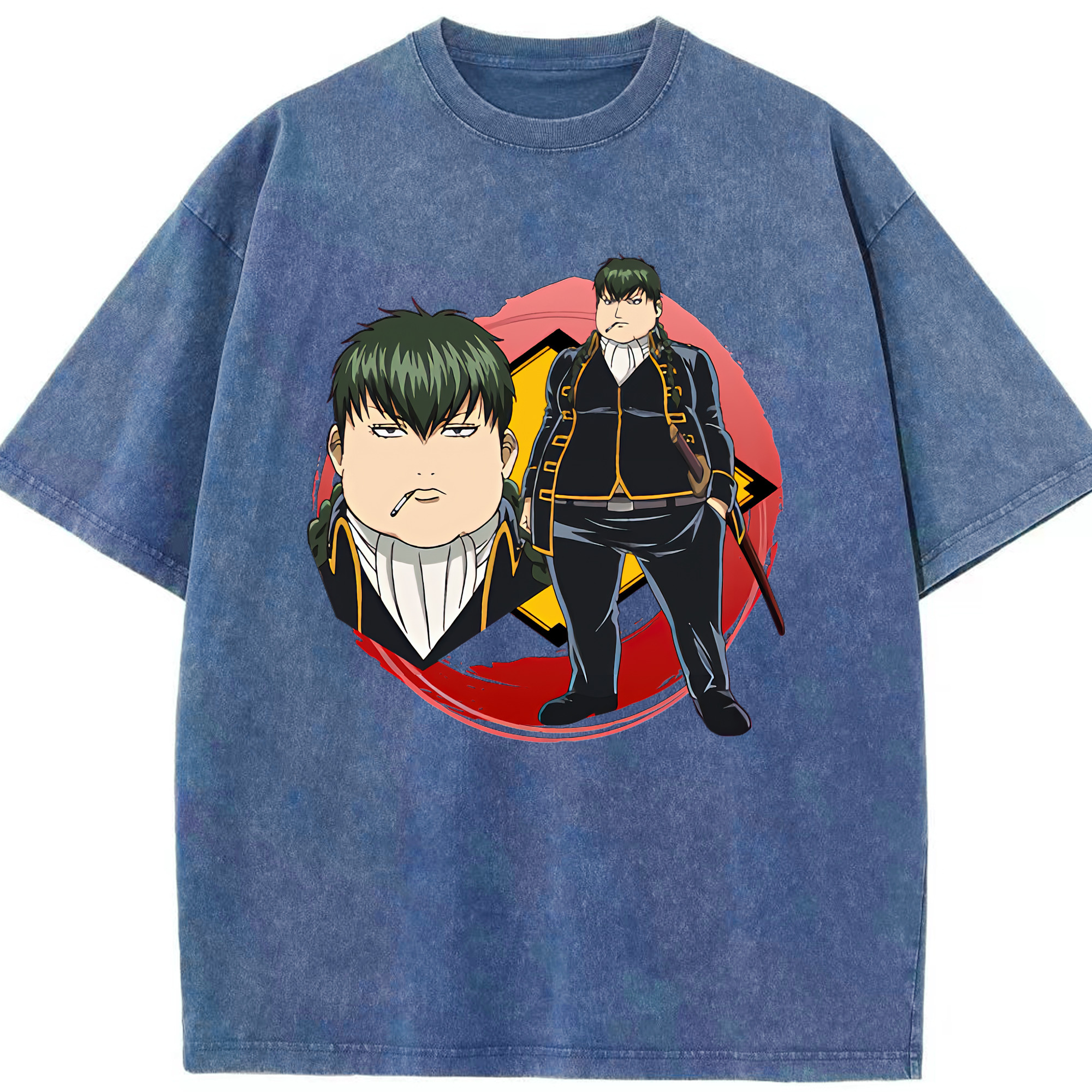 （画像用） ぎんたま 坂田銀時（さかたぎんとき） 神楽 志村新八（しむら しんぱち） GINTAMA Sakata Gintoki Kagura Shimura Shinpachi 綿100% ヴィンテージ風 半袖Tシャツ（フロントプリント）