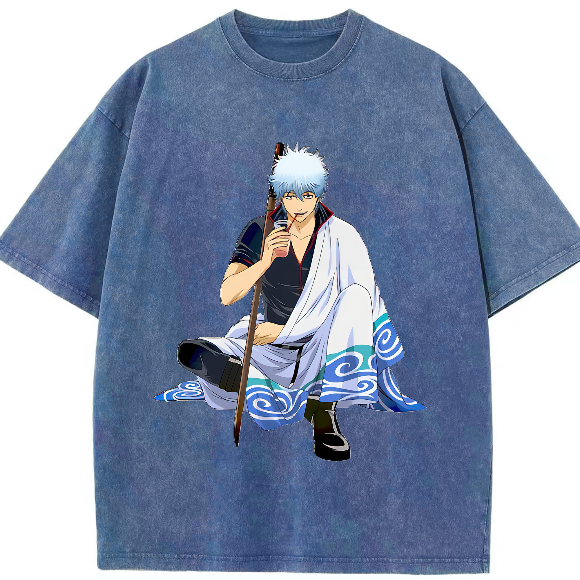 （画像用） ぎんたま 坂田銀時（さかたぎんとき） 神楽 志村新八（しむら しんぱち） GINTAMA Sakata Gintoki Kagura Shimura Shinpachi 綿100% ヴィンテージ風 半袖Tシャツ（フロントプリント）