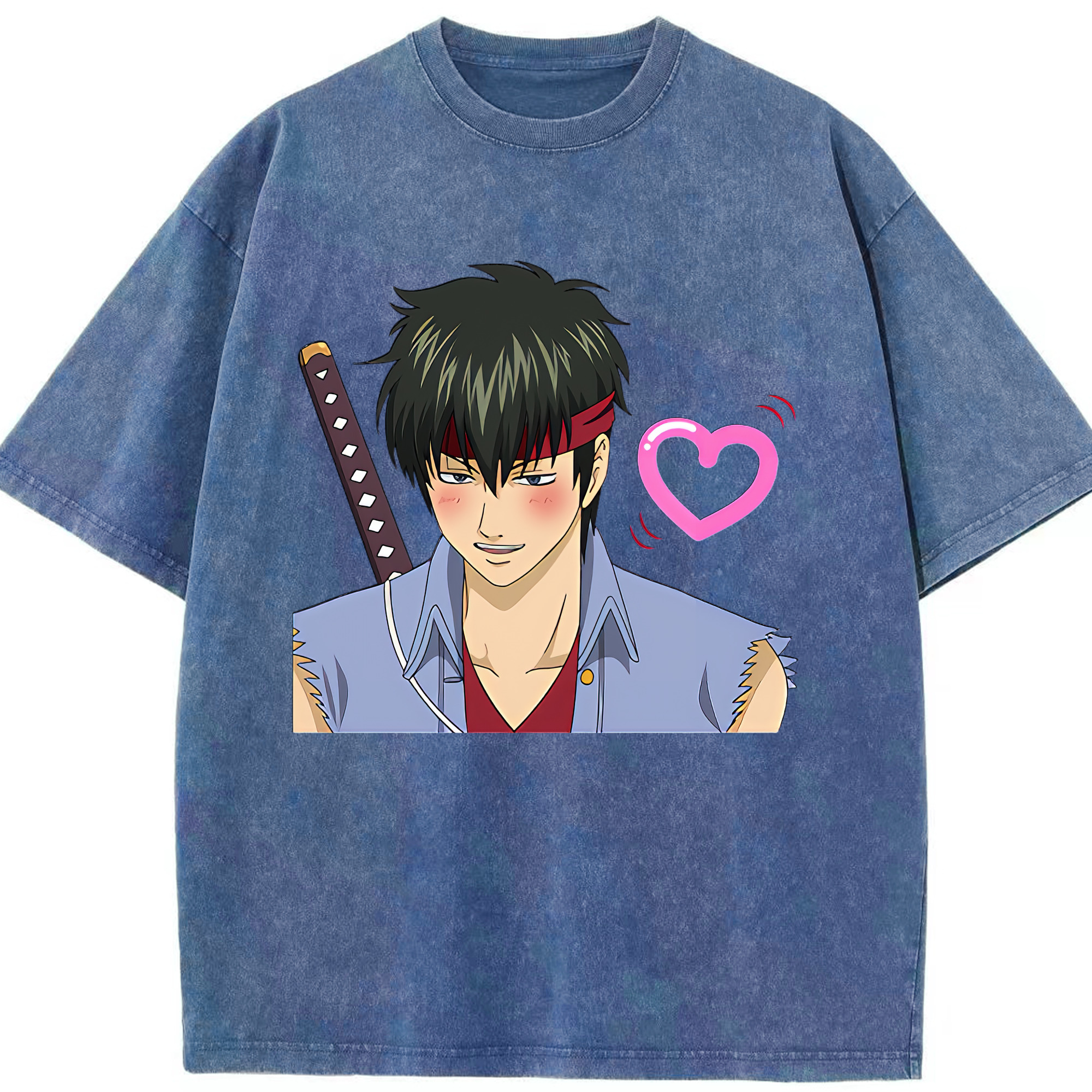 （画像用） ぎんたま 坂田銀時（さかたぎんとき） 神楽 志村新八（しむら しんぱち） GINTAMA Sakata Gintoki Kagura Shimura Shinpachi 綿100% ヴィンテージ風 半袖Tシャツ（フロントプリント）
