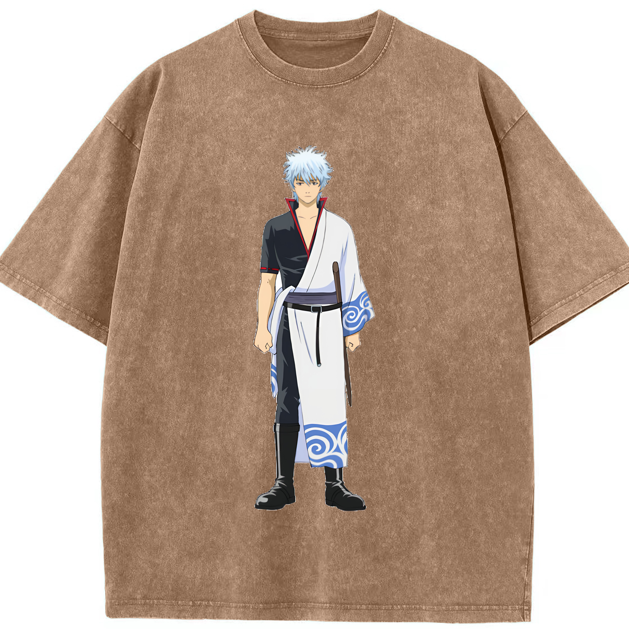 （画像用） ぎんたま 坂田銀時（さかたぎんとき） 神楽 志村新八（しむら しんぱち） GINTAMA Sakata Gintoki Kagura Shimura Shinpachi 綿100% ヴィンテージ風 半袖Tシャツ（フロントプリント）