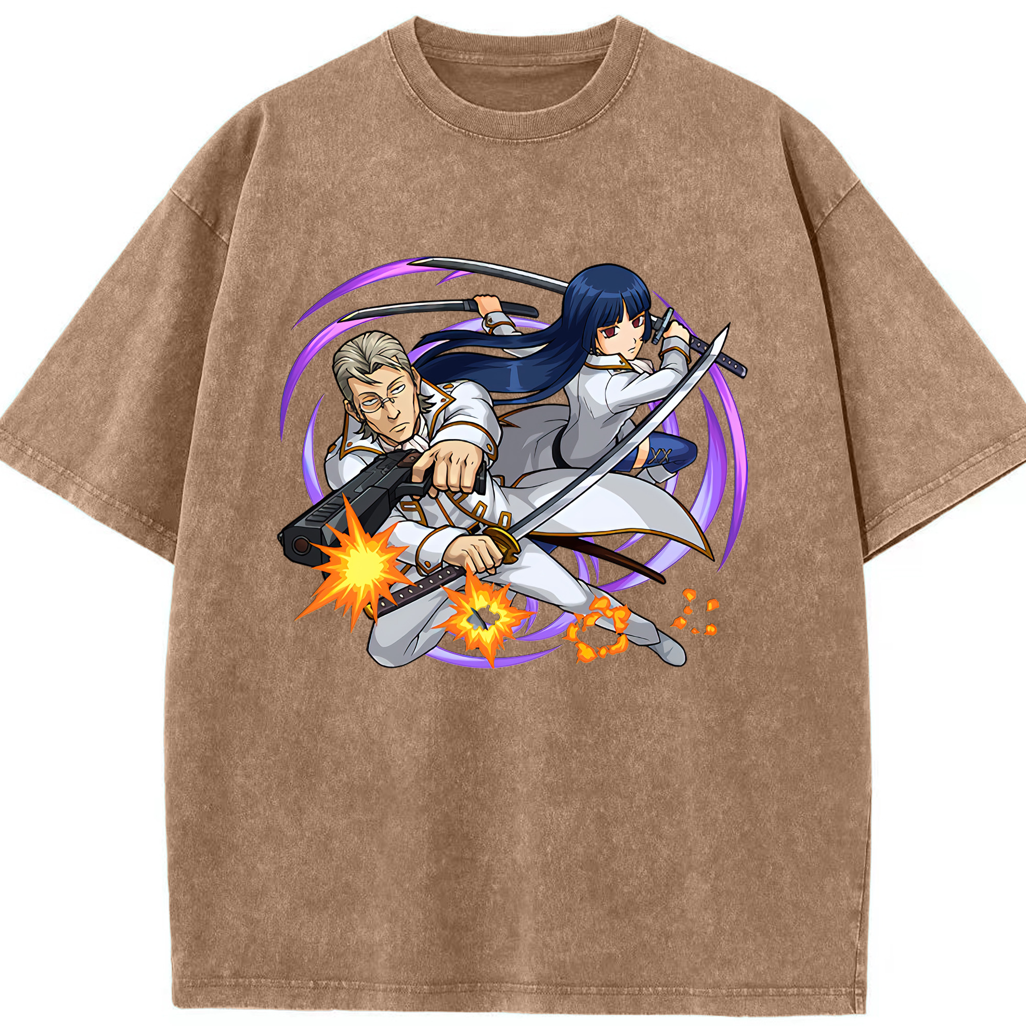 （画像用） ぎんたま 坂田銀時（さかたぎんとき） 神楽 志村新八（しむら しんぱち） GINTAMA Sakata Gintoki Kagura Shimura Shinpachi 綿100% ヴィンテージ風 半袖Tシャツ（フロントプリント）