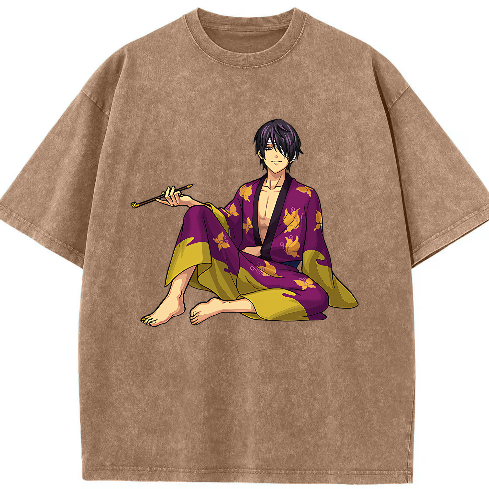 （画像用） ぎんたま 坂田銀時（さかたぎんとき） 神楽 志村新八（しむら しんぱち） GINTAMA Sakata Gintoki Kagura Shimura Shinpachi 綿100% ヴィンテージ風 半袖Tシャツ（フロントプリント）