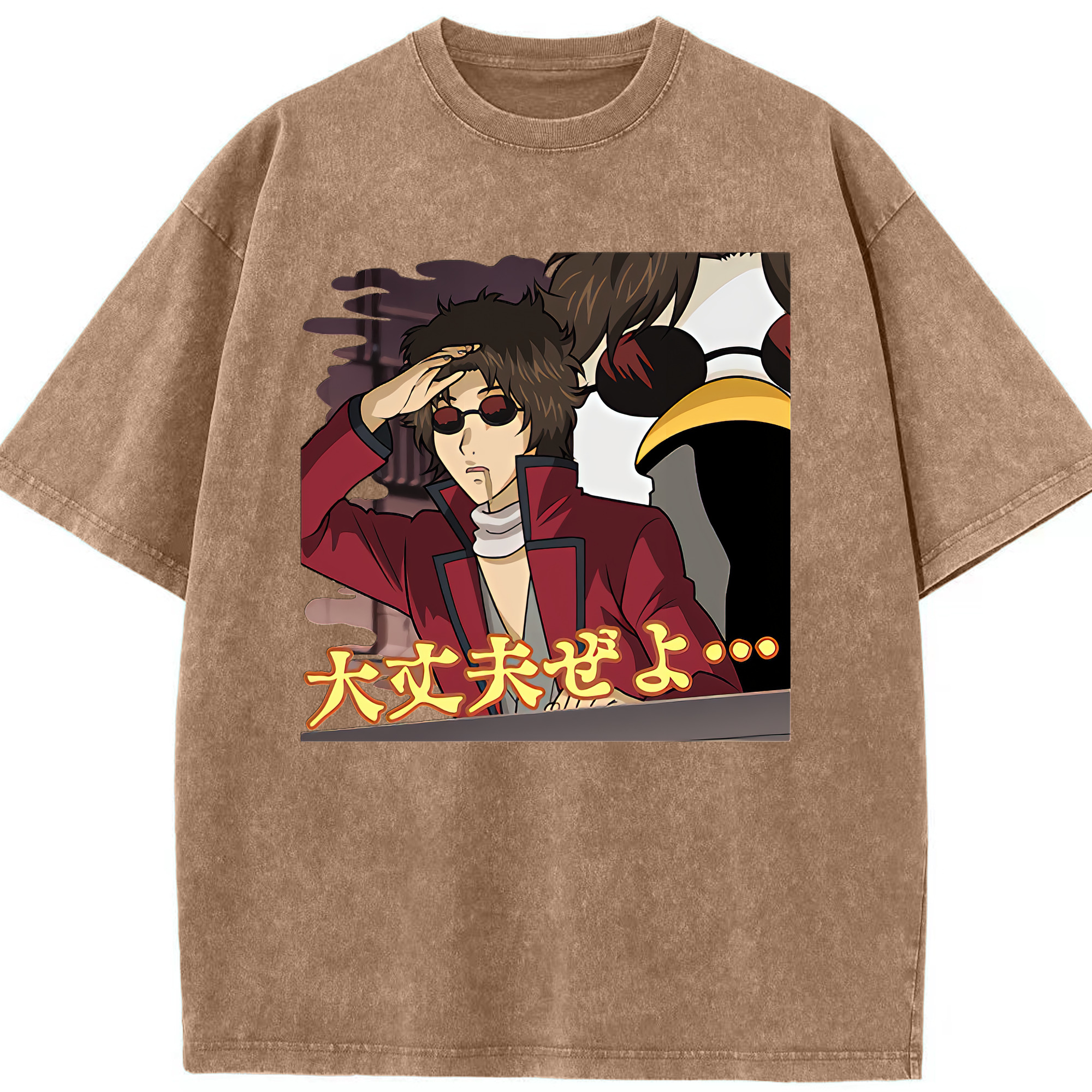 （画像用） ぎんたま 坂田銀時（さかたぎんとき） 神楽 志村新八（しむら しんぱち） GINTAMA Sakata Gintoki Kagura Shimura Shinpachi 綿100% ヴィンテージ風 半袖Tシャツ（フロントプリント）