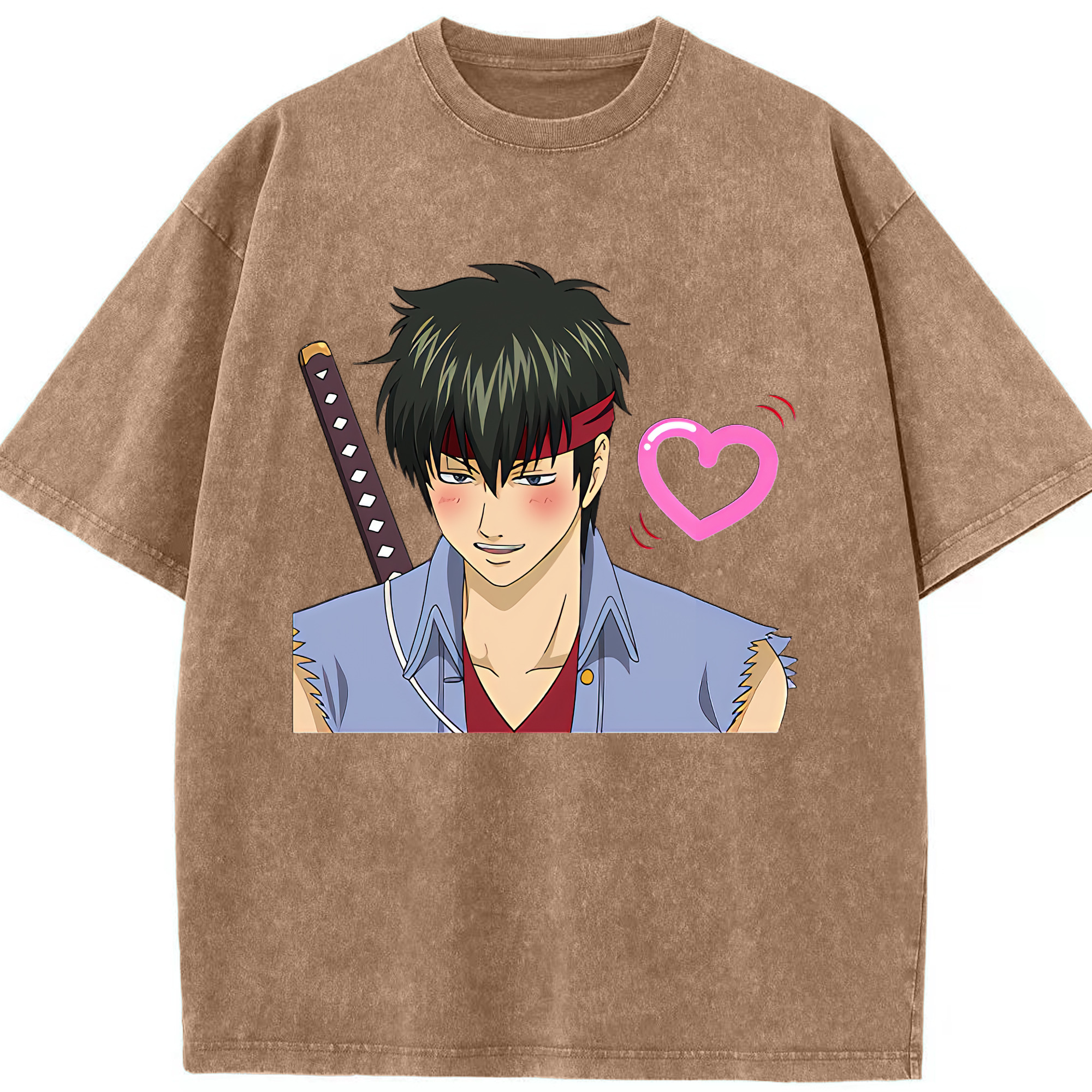 （画像用） ぎんたま 坂田銀時（さかたぎんとき） 神楽 志村新八（しむら しんぱち） GINTAMA Sakata Gintoki Kagura Shimura Shinpachi 綿100% ヴィンテージ風 半袖Tシャツ（フロントプリント）