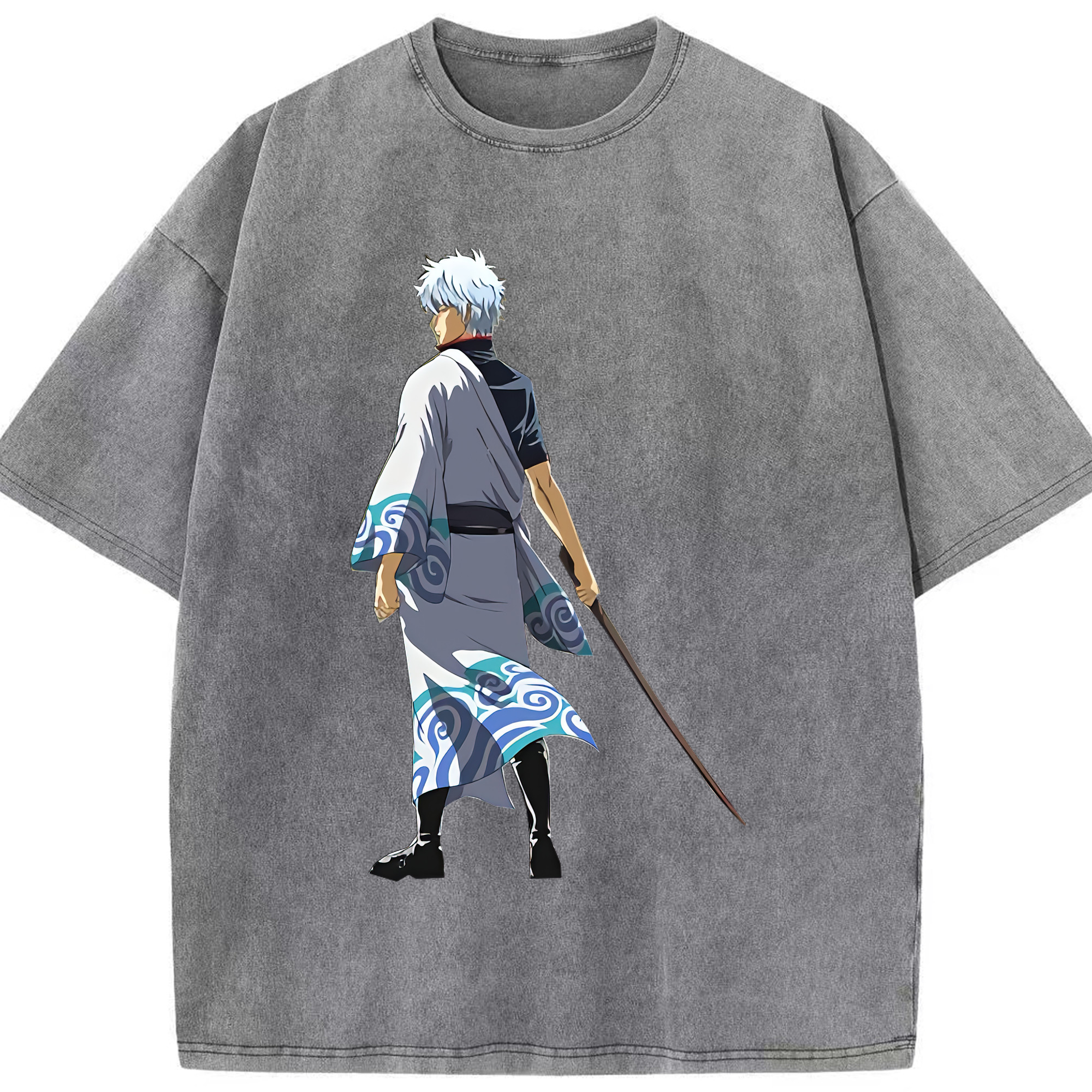 （画像用） ぎんたま 坂田銀時（さかたぎんとき） 神楽 志村新八（しむら しんぱち） GINTAMA Sakata Gintoki Kagura Shimura Shinpachi 綿100% ヴィンテージ風 半袖Tシャツ（フロントプリント）