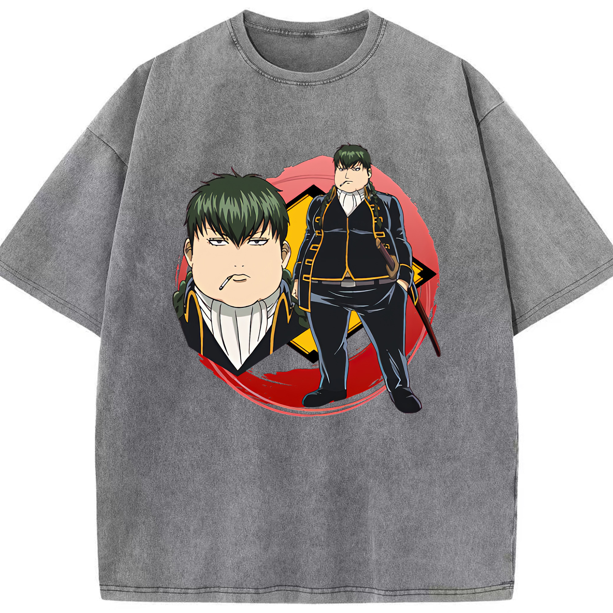 （画像用） ぎんたま 坂田銀時（さかたぎんとき） 神楽 志村新八（しむら しんぱち） GINTAMA Sakata Gintoki Kagura Shimura Shinpachi 綿100% ヴィンテージ風 半袖Tシャツ（フロントプリント）