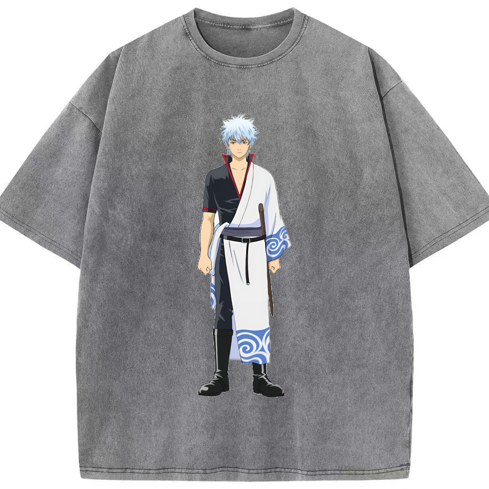 （画像用） ぎんたま 坂田銀時（さかたぎんとき） 神楽 志村新八（しむら しんぱち） GINTAMA Sakata Gintoki Kagura Shimura Shinpachi 綿100% ヴィンテージ風 半袖Tシャツ（フロントプリント）