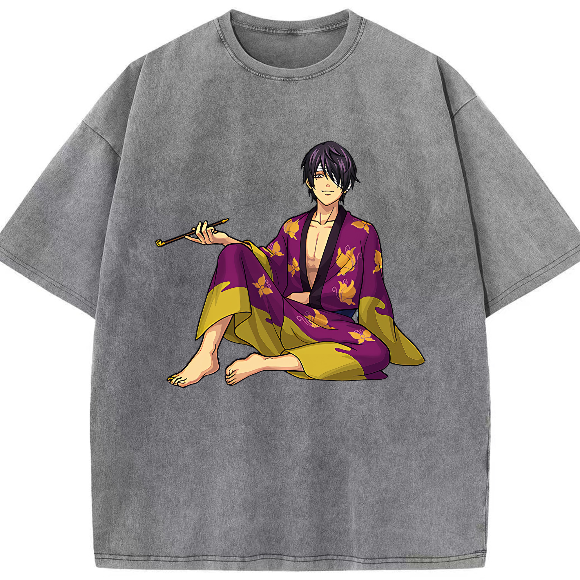 （画像用） ぎんたま 坂田銀時（さかたぎんとき） 神楽 志村新八（しむら しんぱち） GINTAMA Sakata Gintoki Kagura Shimura Shinpachi 綿100% ヴィンテージ風 半袖Tシャツ（フロントプリント）