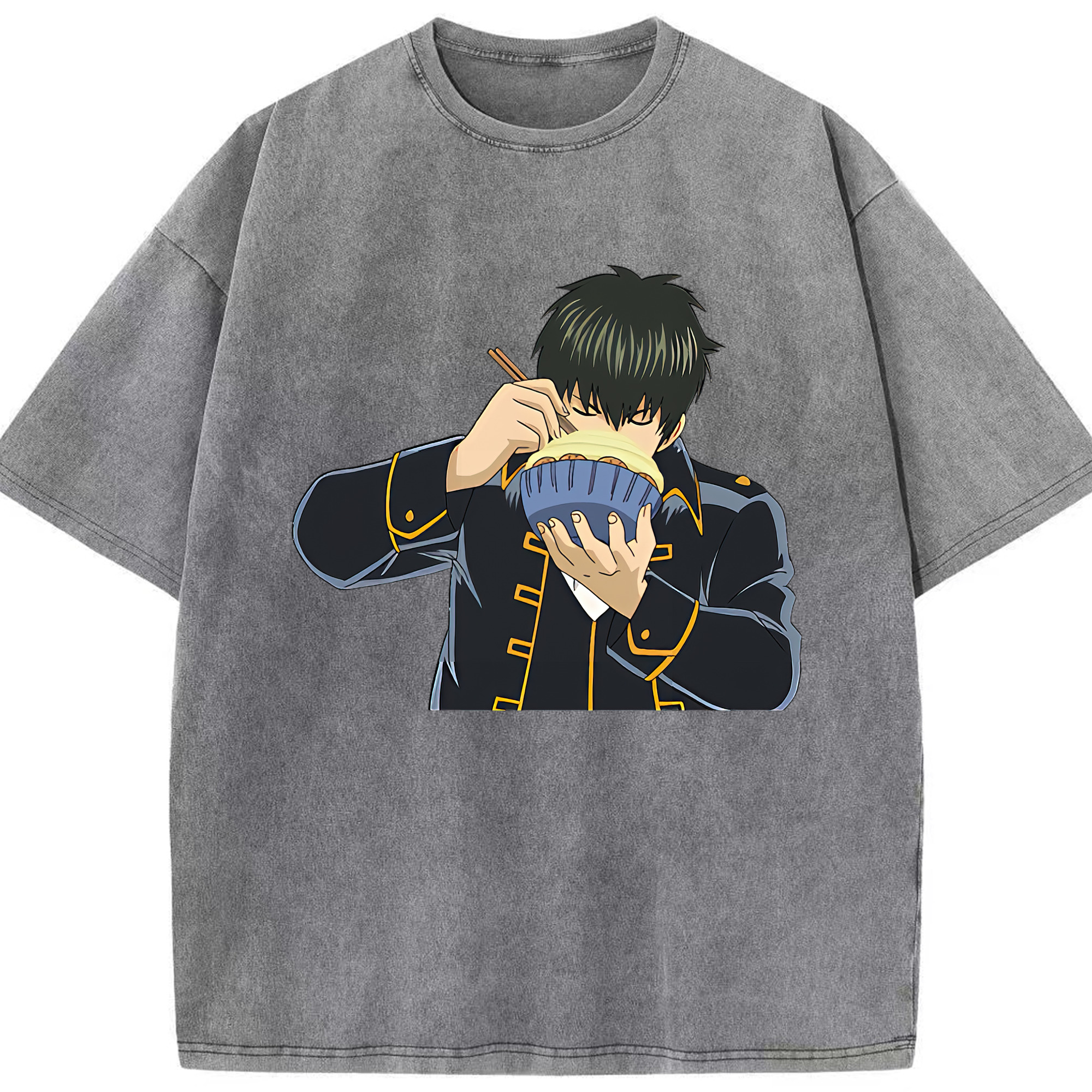 （画像用） ぎんたま 坂田銀時（さかたぎんとき） 神楽 志村新八（しむら しんぱち） GINTAMA Sakata Gintoki Kagura Shimura Shinpachi 綿100% ヴィンテージ風 半袖Tシャツ（フロントプリント）