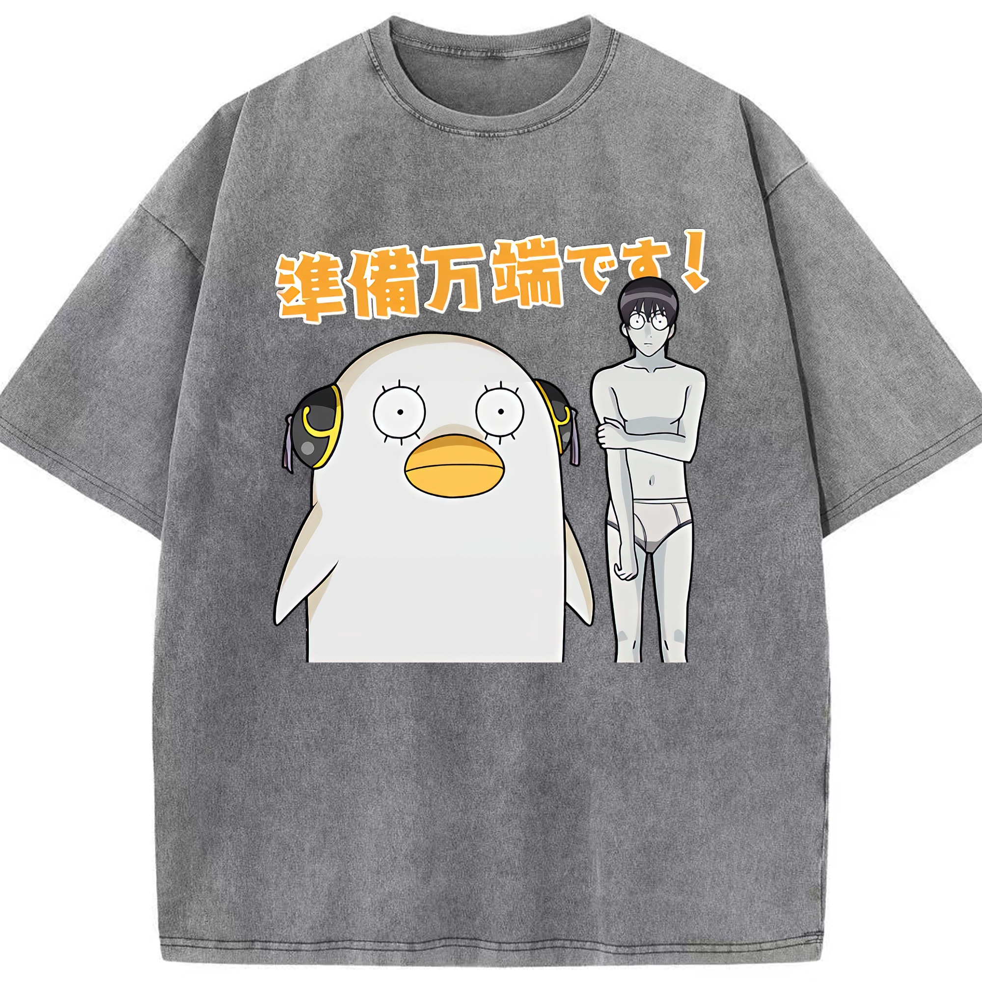 （画像用） ぎんたま 坂田銀時（さかたぎんとき） 神楽 志村新八（しむら しんぱち） GINTAMA Sakata Gintoki Kagura Shimura Shinpachi 綿100% ヴィンテージ風 半袖Tシャツ（フロントプリント）
