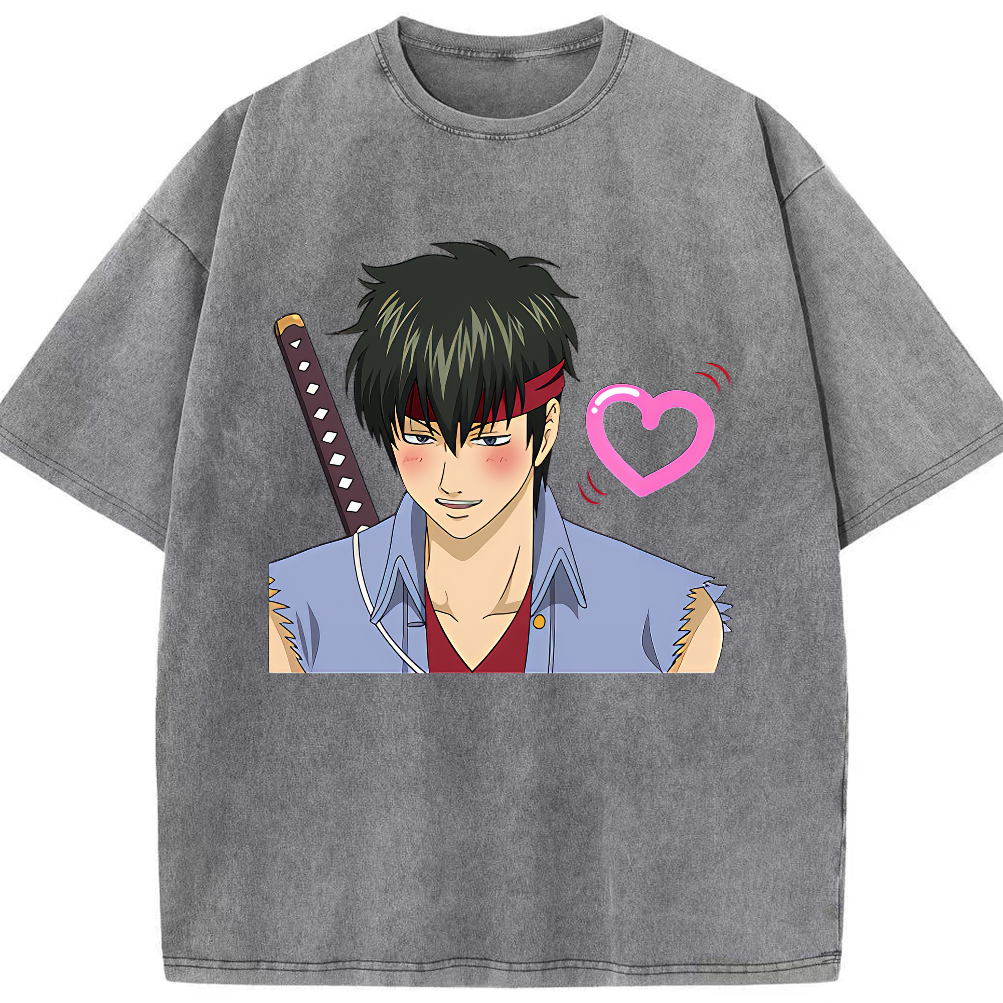 （画像用） ぎんたま 坂田銀時（さかたぎんとき） 神楽 志村新八（しむら しんぱち） GINTAMA Sakata Gintoki Kagura Shimura Shinpachi 綿100% ヴィンテージ風 半袖Tシャツ（フロントプリント）