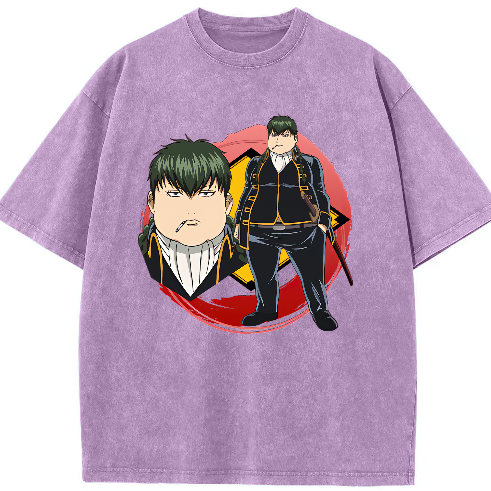 （画像用） ぎんたま 坂田銀時（さかたぎんとき） 神楽 志村新八（しむら しんぱち） GINTAMA Sakata Gintoki Kagura Shimura Shinpachi 綿100% ヴィンテージ風 半袖Tシャツ（フロントプリント）