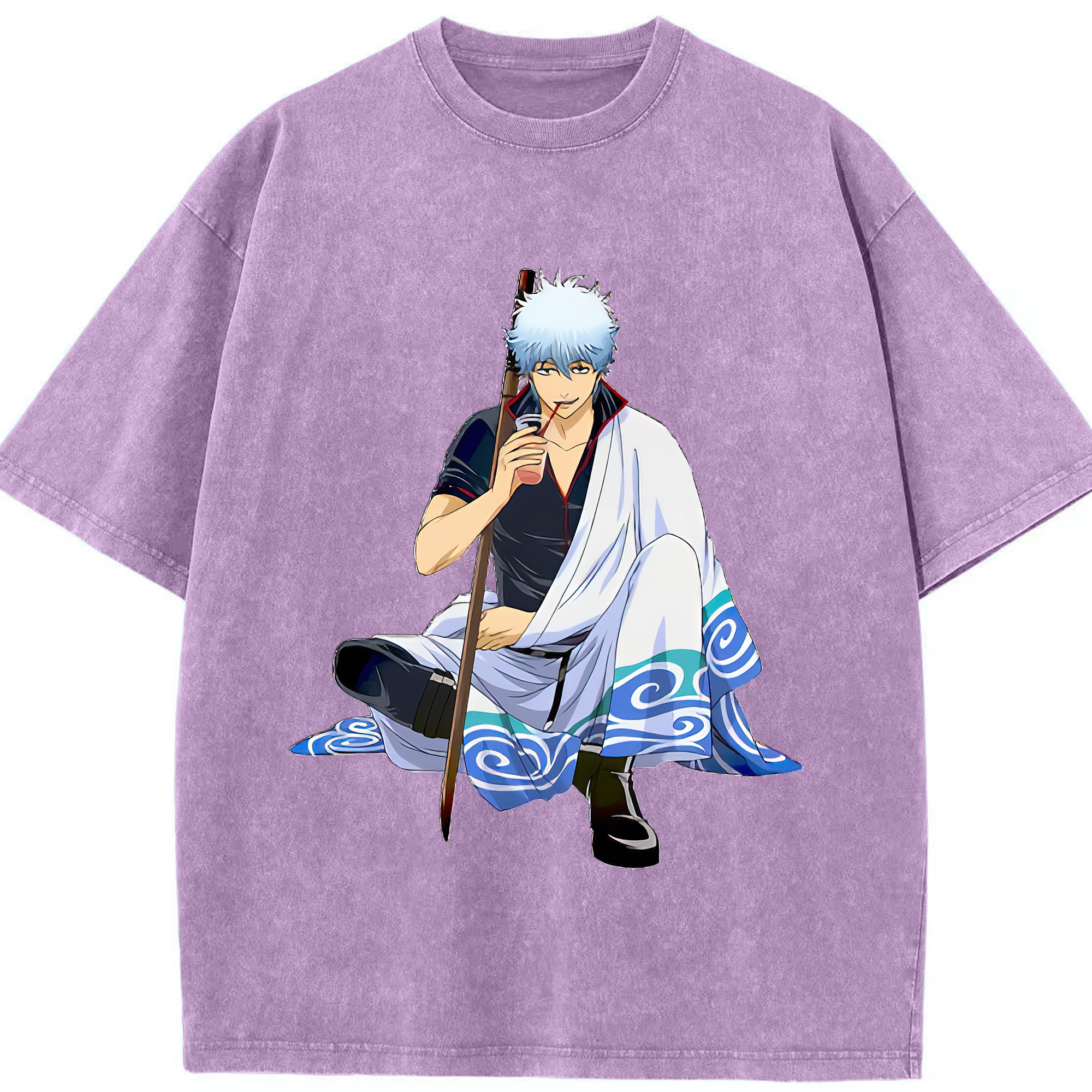 （画像用） ぎんたま 坂田銀時（さかたぎんとき） 神楽 志村新八（しむら しんぱち） GINTAMA Sakata Gintoki Kagura Shimura Shinpachi 綿100% ヴィンテージ風 半袖Tシャツ（フロントプリント）