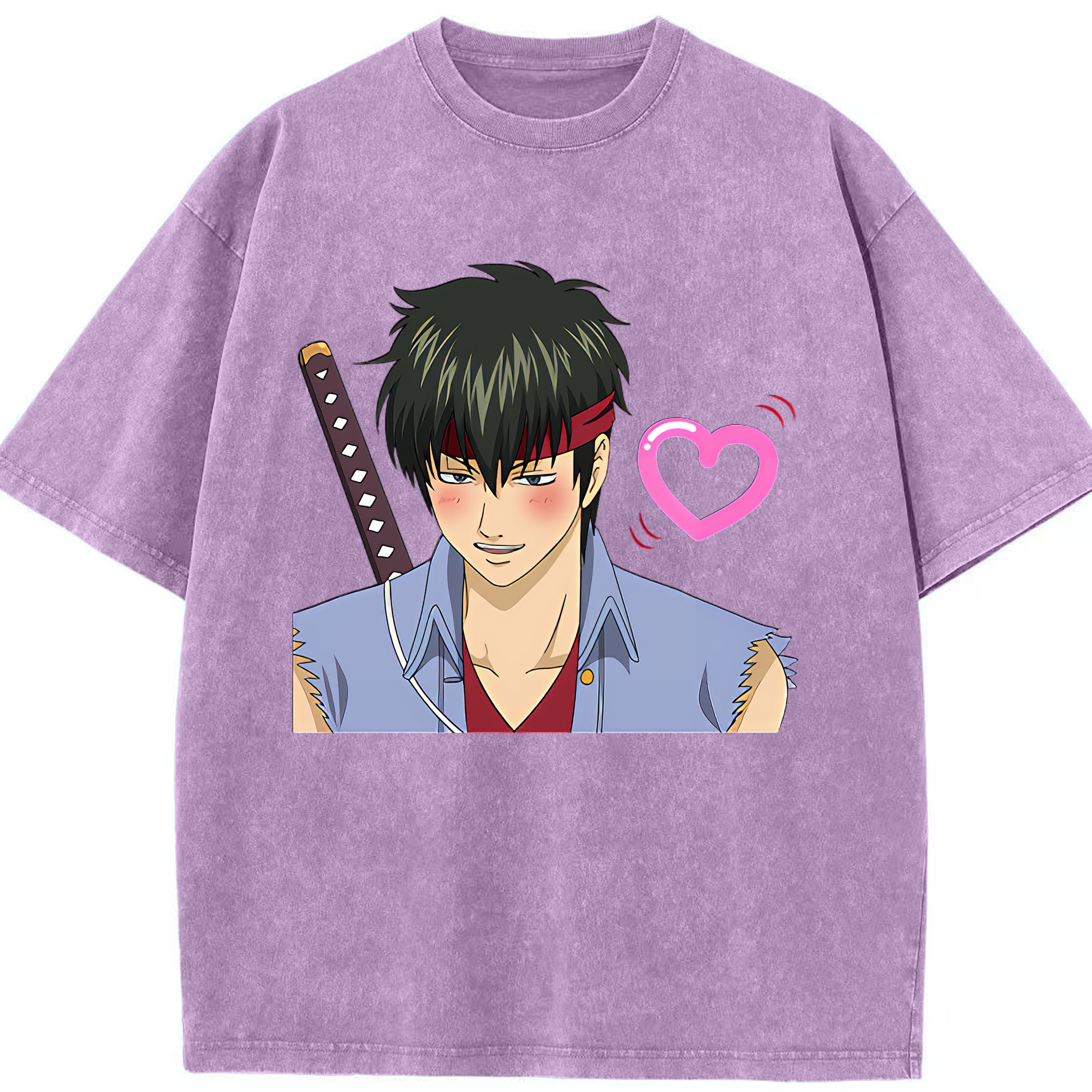 （画像用） ぎんたま 坂田銀時（さかたぎんとき） 神楽 志村新八（しむら しんぱち） GINTAMA Sakata Gintoki Kagura Shimura Shinpachi 綿100% ヴィンテージ風 半袖Tシャツ（フロントプリント）