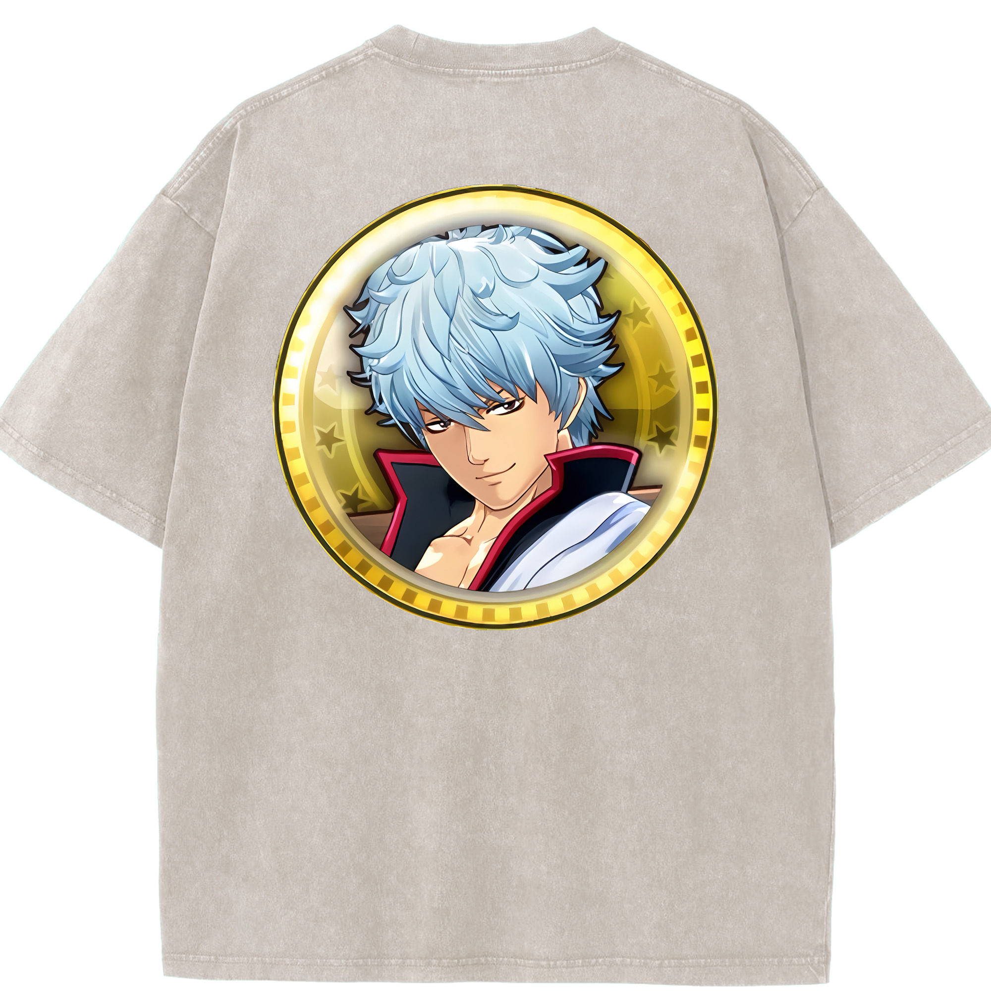 （画像用） ぎんたま 坂田銀時（さかたぎんとき） 神楽 志村新八（しむら しんぱち） GINTAMA Sakata Gintoki Kagura Shimura Shinpachi 綿100% ヴィンテージ風 半袖Tシャツ（背面プリント）
