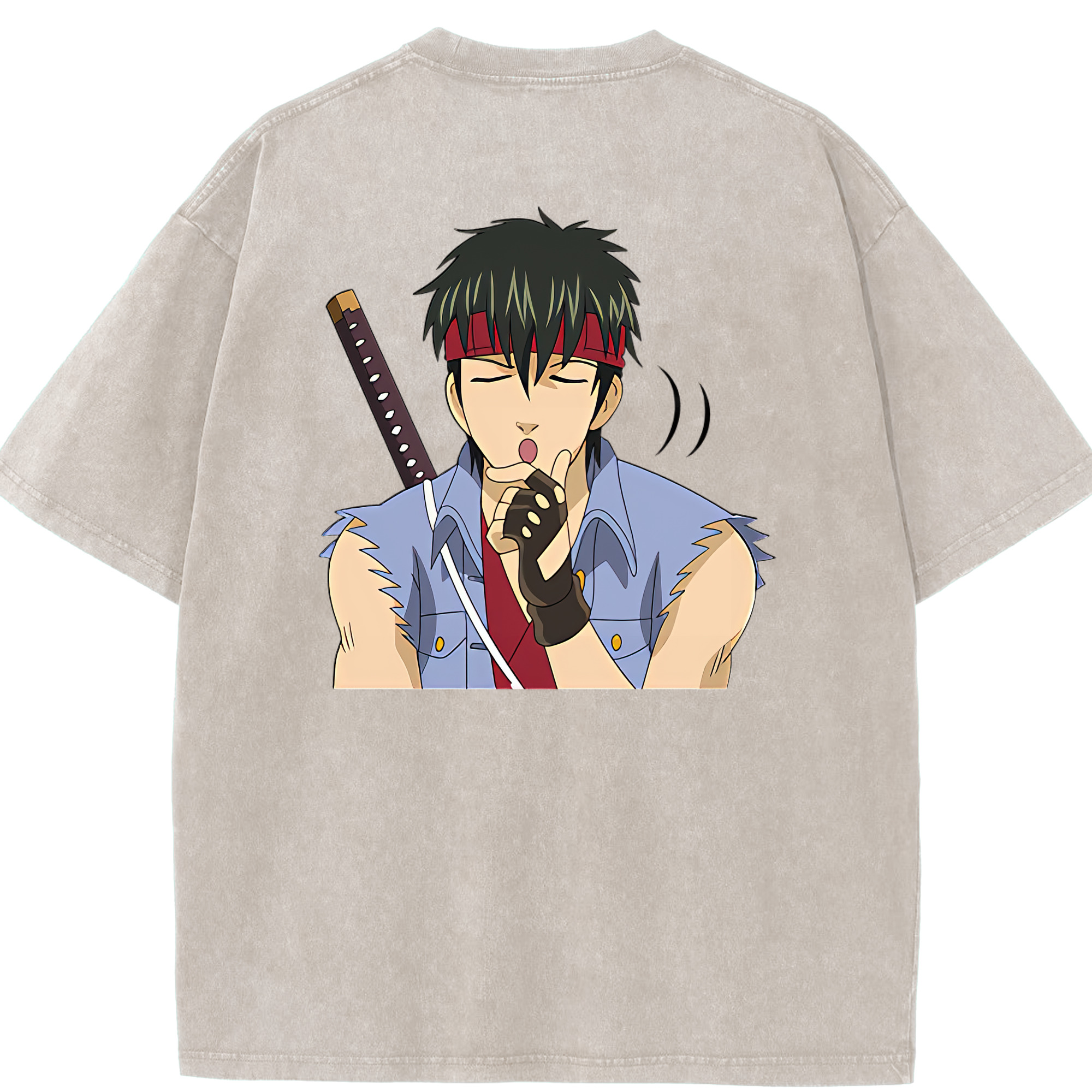 （画像用） ぎんたま 坂田銀時（さかたぎんとき） 神楽 志村新八（しむら しんぱち） GINTAMA Sakata Gintoki Kagura Shimura Shinpachi 綿100% ヴィンテージ風 半袖Tシャツ（背面プリント）