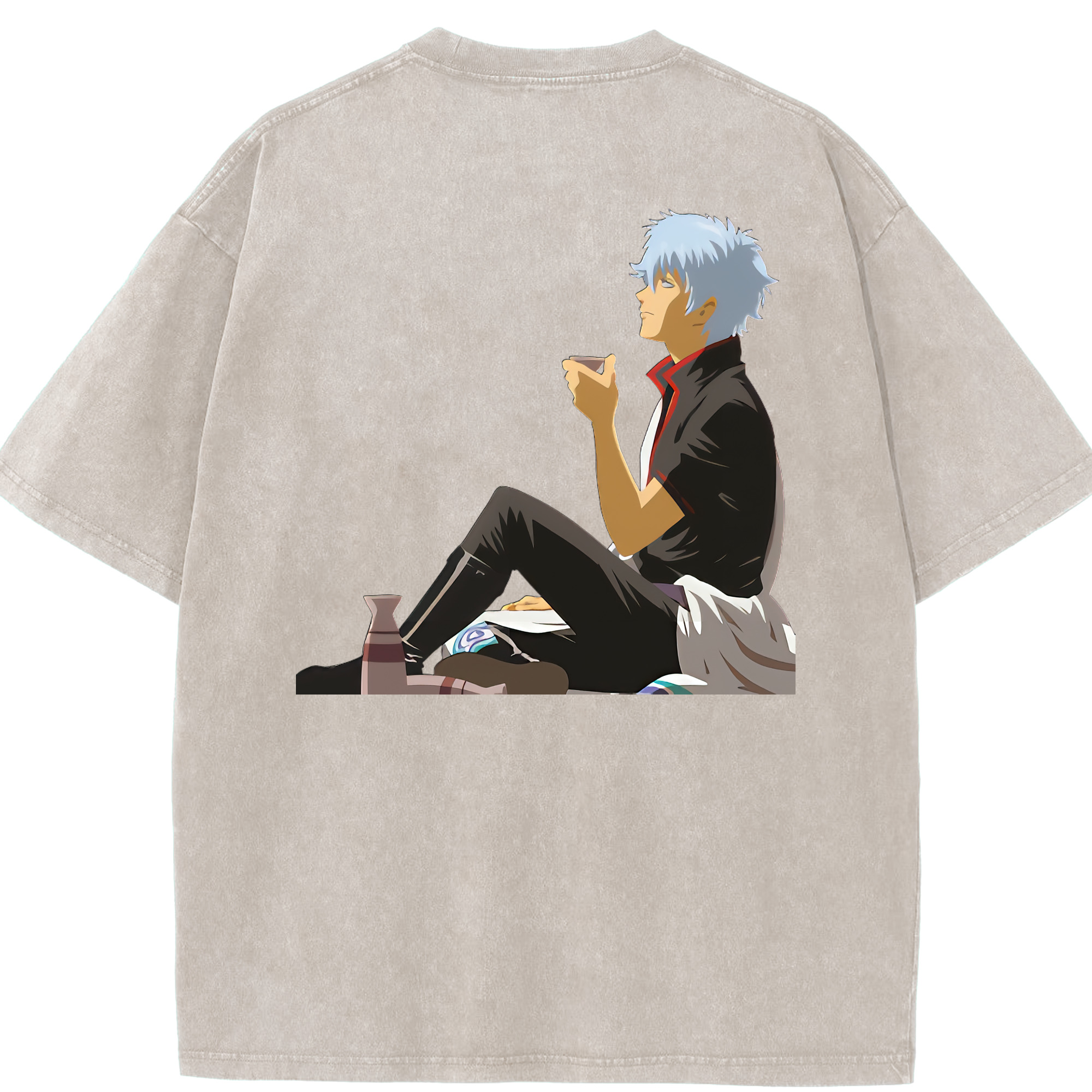 （画像用） ぎんたま 坂田銀時（さかたぎんとき） 神楽 志村新八（しむら しんぱち） GINTAMA Sakata Gintoki Kagura Shimura Shinpachi 綿100% ヴィンテージ風 半袖Tシャツ（背面プリント）