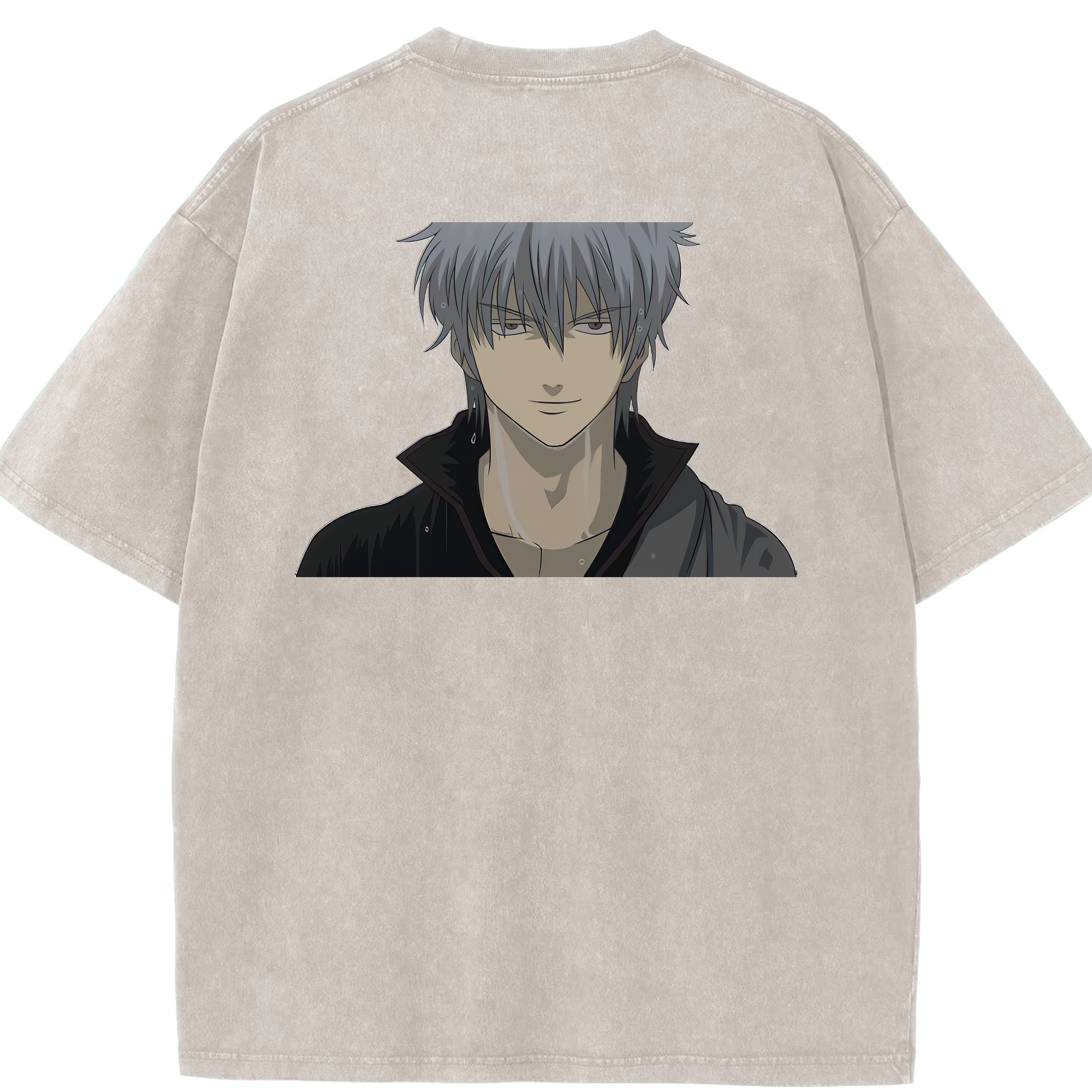 （画像用） ぎんたま 坂田銀時（さかたぎんとき） 神楽 志村新八（しむら しんぱち） GINTAMA Sakata Gintoki Kagura Shimura Shinpachi 綿100% ヴィンテージ風 半袖Tシャツ（背面プリント）