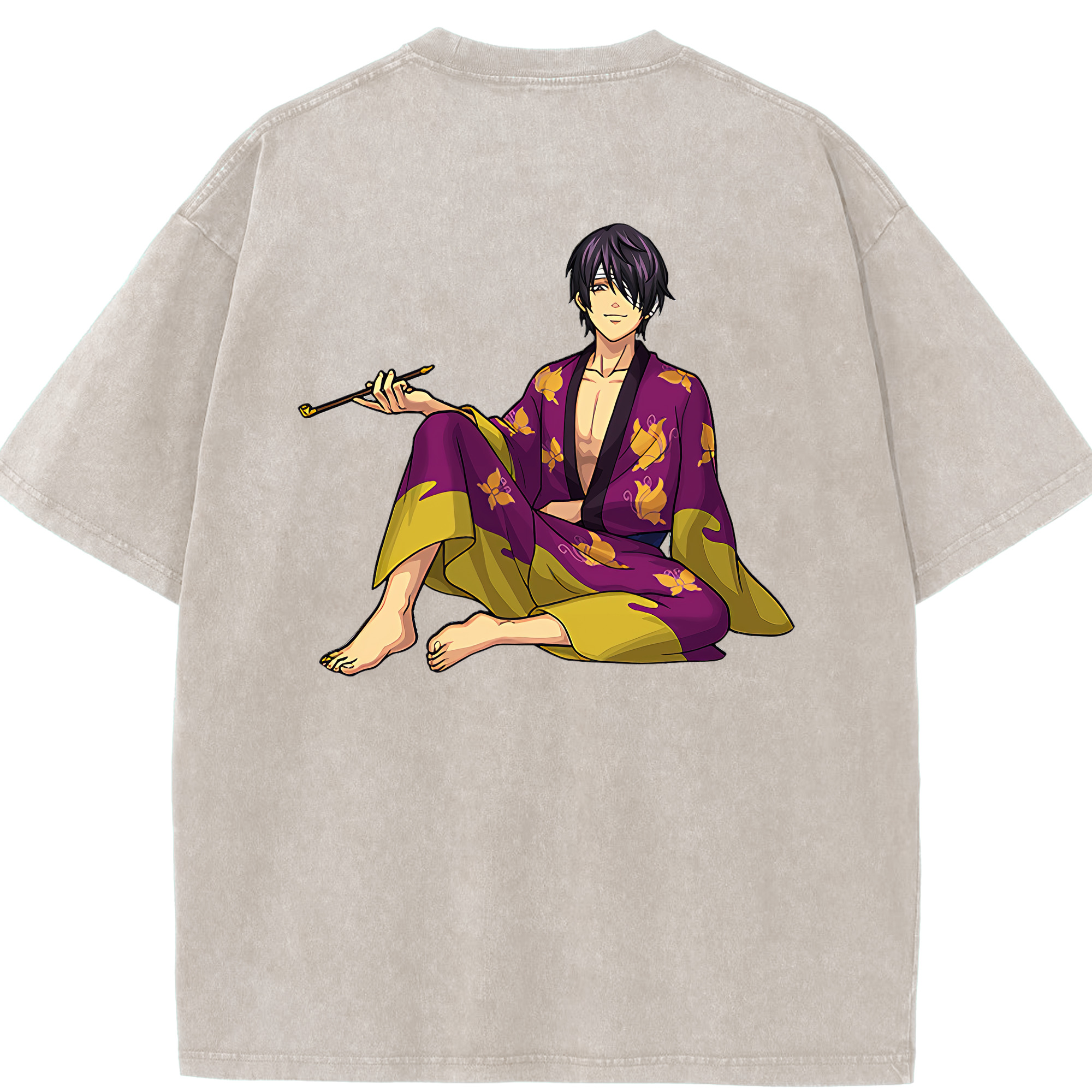（画像用） ぎんたま 坂田銀時（さかたぎんとき） 神楽 志村新八（しむら しんぱち） GINTAMA Sakata Gintoki Kagura Shimura Shinpachi 綿100% ヴィンテージ風 半袖Tシャツ（背面プリント）