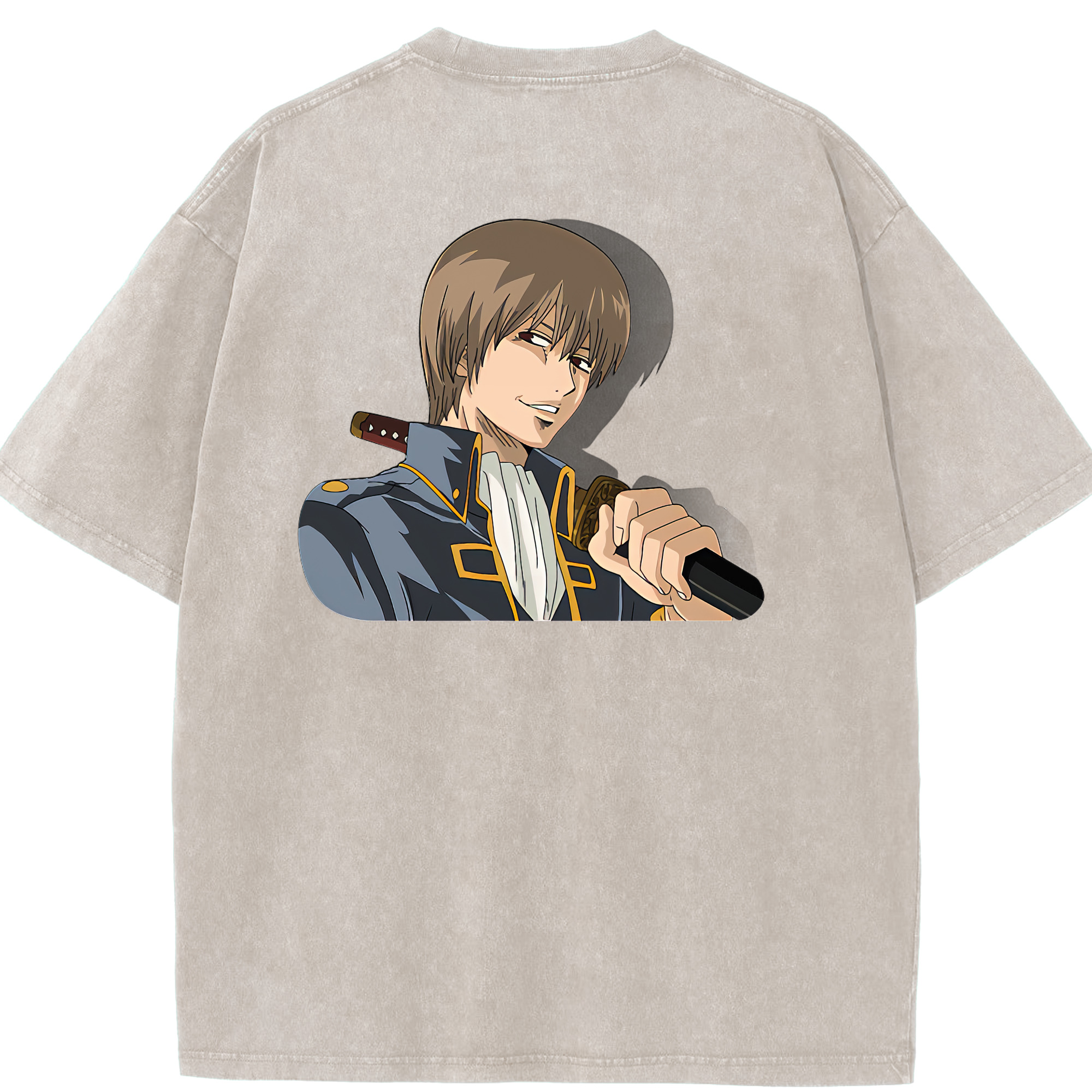 （画像用） ぎんたま 坂田銀時（さかたぎんとき） 神楽 志村新八（しむら しんぱち） GINTAMA Sakata Gintoki Kagura Shimura Shinpachi 綿100% ヴィンテージ風 半袖Tシャツ（背面プリント）