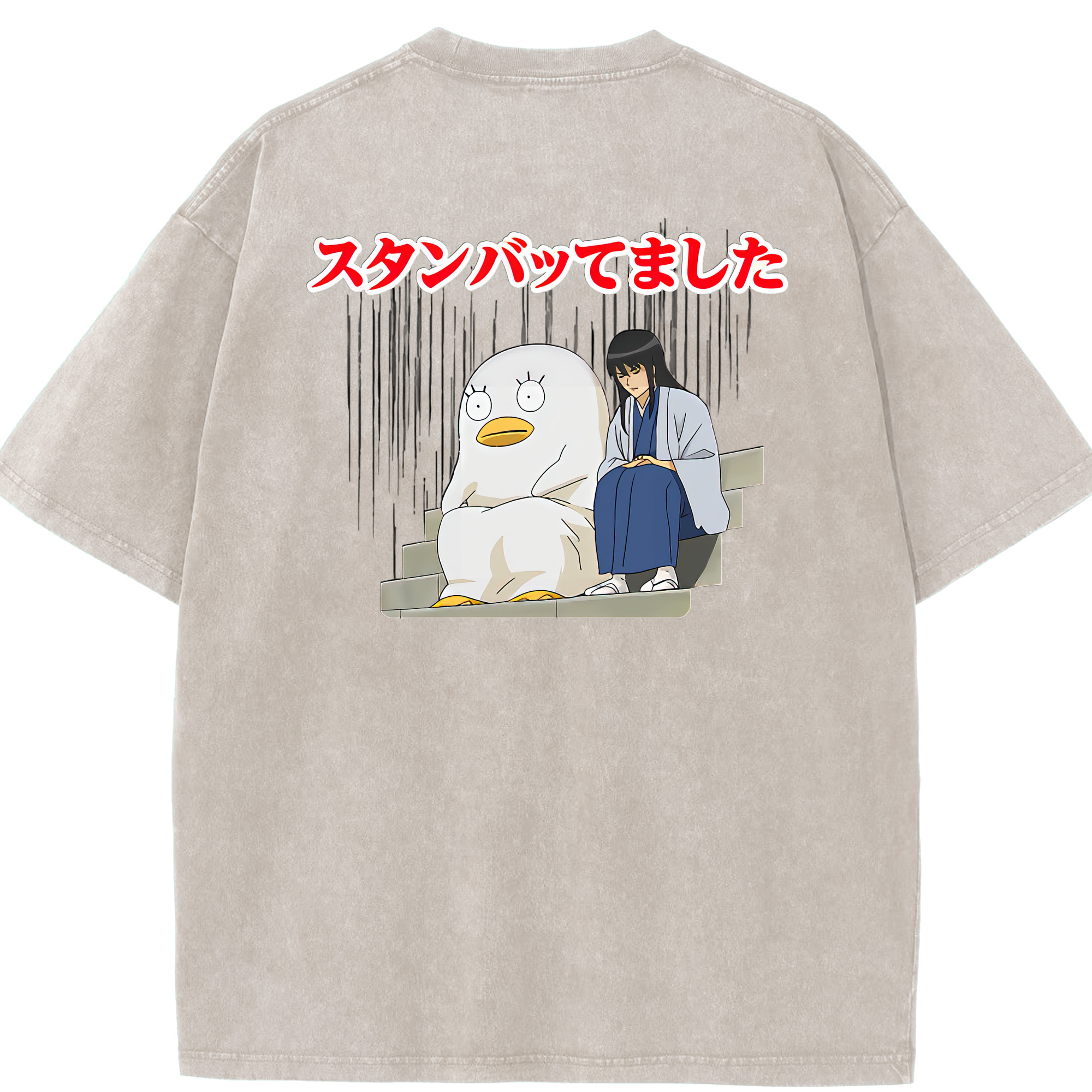 （画像用） ぎんたま 坂田銀時（さかたぎんとき） 神楽 志村新八（しむら しんぱち） GINTAMA Sakata Gintoki Kagura Shimura Shinpachi 綿100% ヴィンテージ風 半袖Tシャツ（背面プリント）