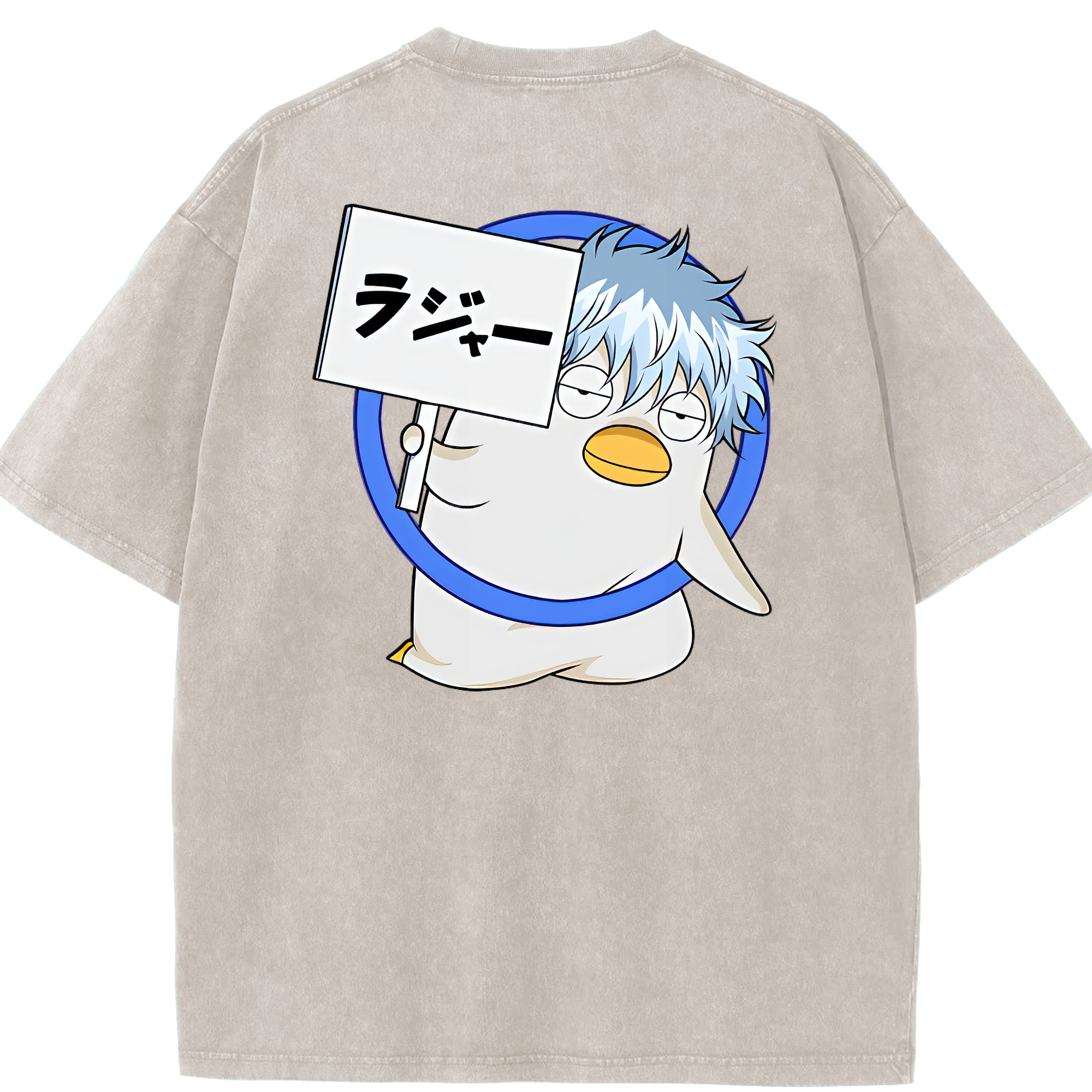 （画像用） ぎんたま 坂田銀時（さかたぎんとき） 神楽 志村新八（しむら しんぱち） GINTAMA Sakata Gintoki Kagura Shimura Shinpachi 綿100% ヴィンテージ風 半袖Tシャツ（背面プリント）