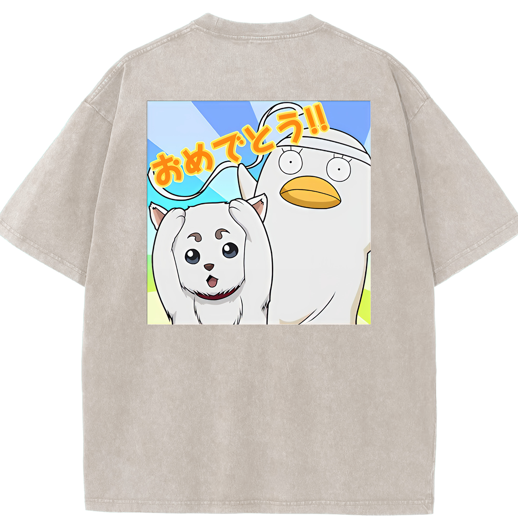 （画像用） ぎんたま 坂田銀時（さかたぎんとき） 神楽 志村新八（しむら しんぱち） GINTAMA Sakata Gintoki Kagura Shimura Shinpachi 綿100% ヴィンテージ風 半袖Tシャツ（背面プリント）
