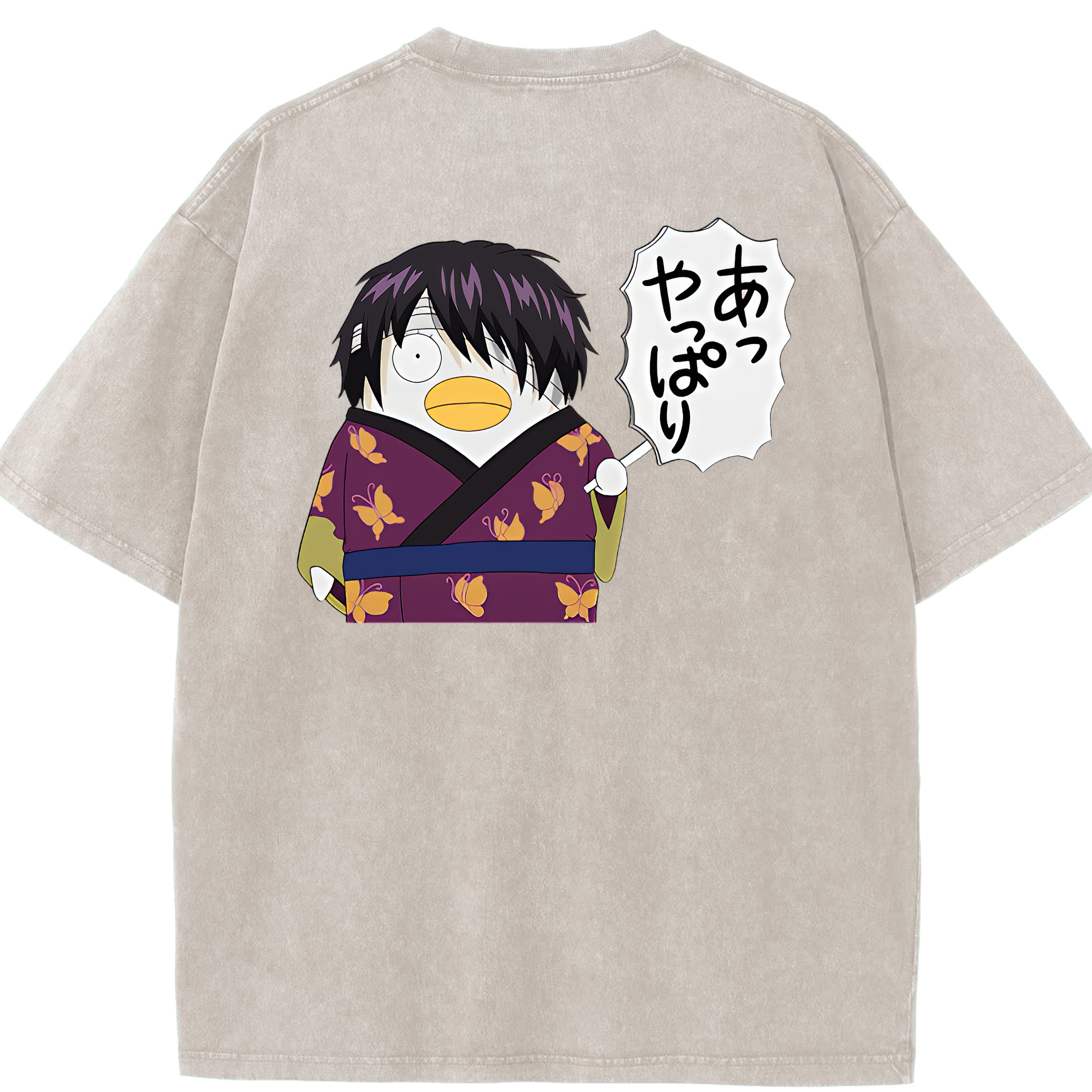 （画像用） ぎんたま 坂田銀時（さかたぎんとき） 神楽 志村新八（しむら しんぱち） GINTAMA Sakata Gintoki Kagura Shimura Shinpachi 綿100% ヴィンテージ風 半袖Tシャツ（背面プリント）