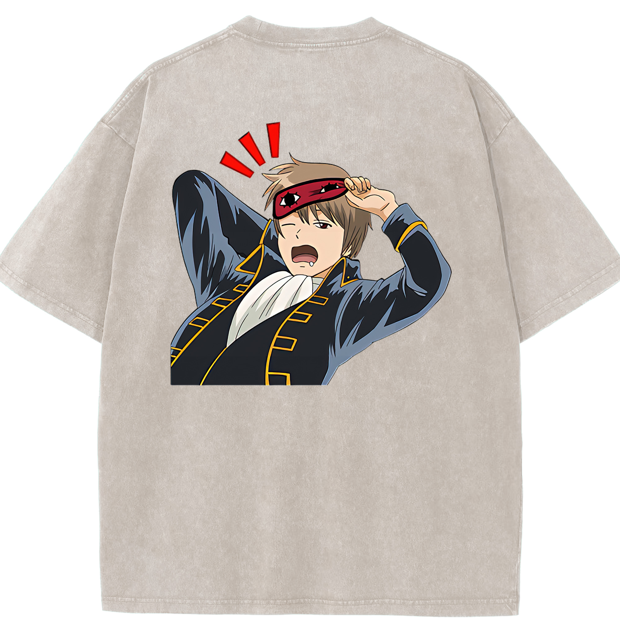 （画像用） ぎんたま 坂田銀時（さかたぎんとき） 神楽 志村新八（しむら しんぱち） GINTAMA Sakata Gintoki Kagura Shimura Shinpachi 綿100% ヴィンテージ風 半袖Tシャツ（背面プリント）