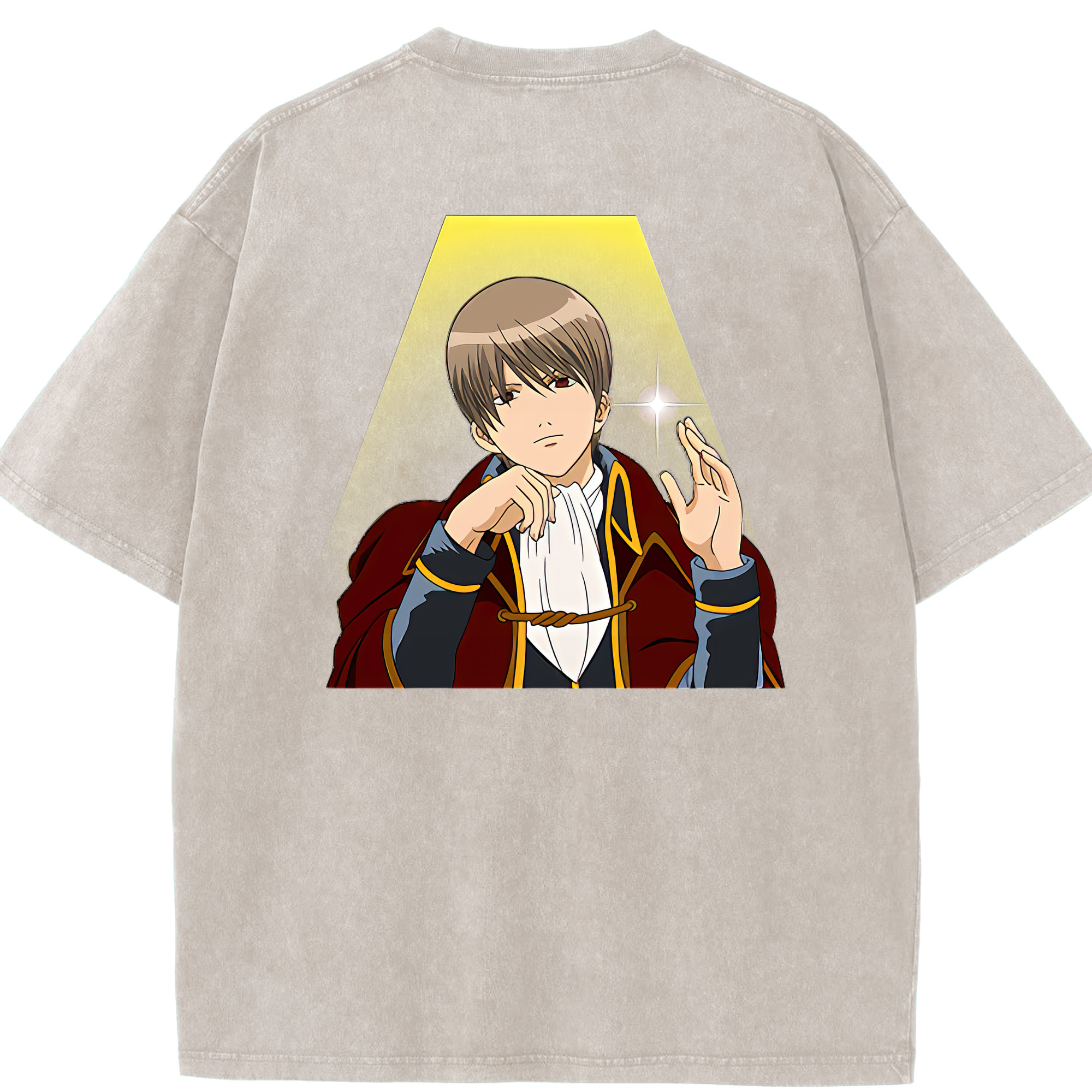 （画像用） ぎんたま 坂田銀時（さかたぎんとき） 神楽 志村新八（しむら しんぱち） GINTAMA Sakata Gintoki Kagura Shimura Shinpachi 綿100% ヴィンテージ風 半袖Tシャツ（背面プリント）