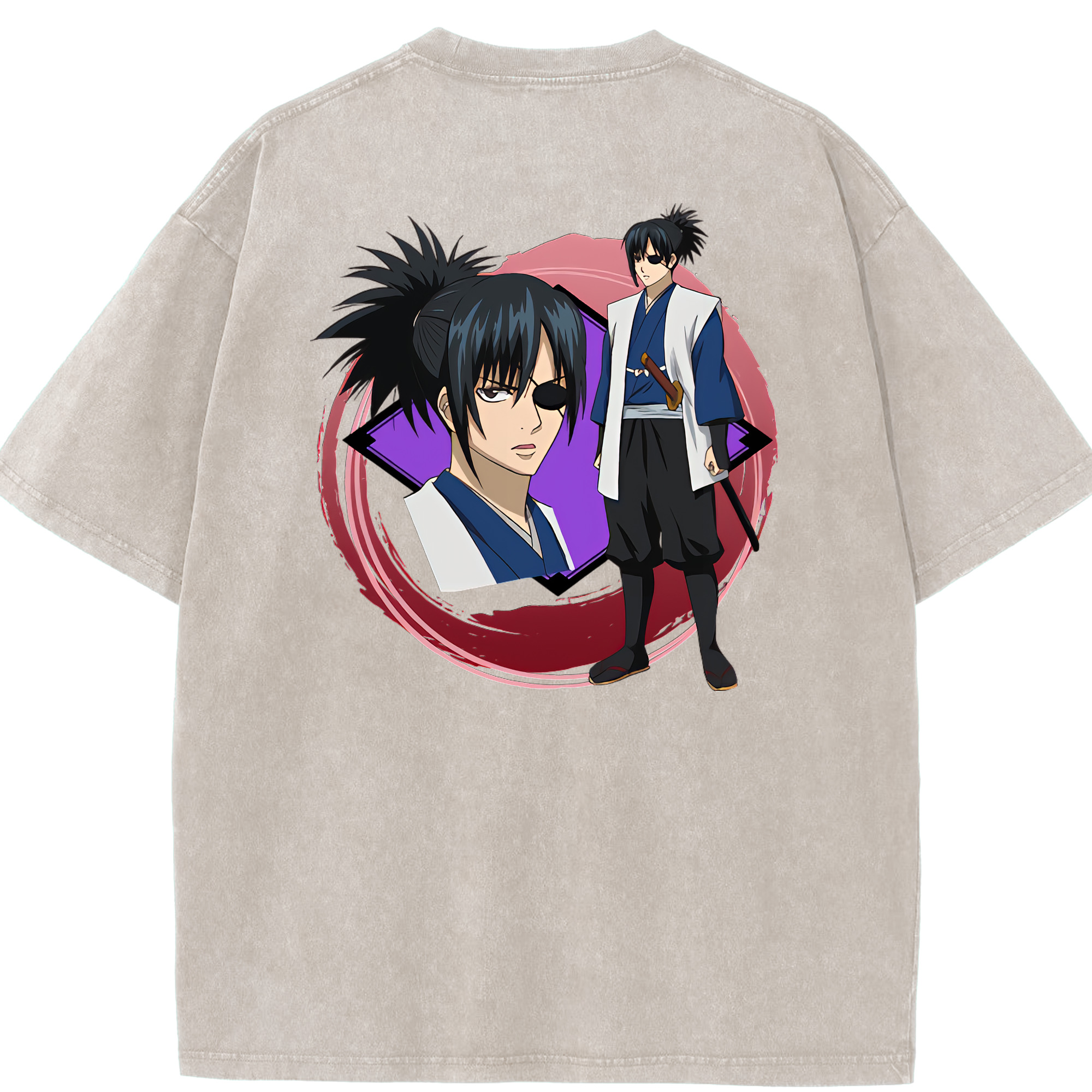 （画像用） ぎんたま 坂田銀時（さかたぎんとき） 神楽 志村新八（しむら しんぱち） GINTAMA Sakata Gintoki Kagura Shimura Shinpachi 綿100% ヴィンテージ風 半袖Tシャツ（背面プリント）