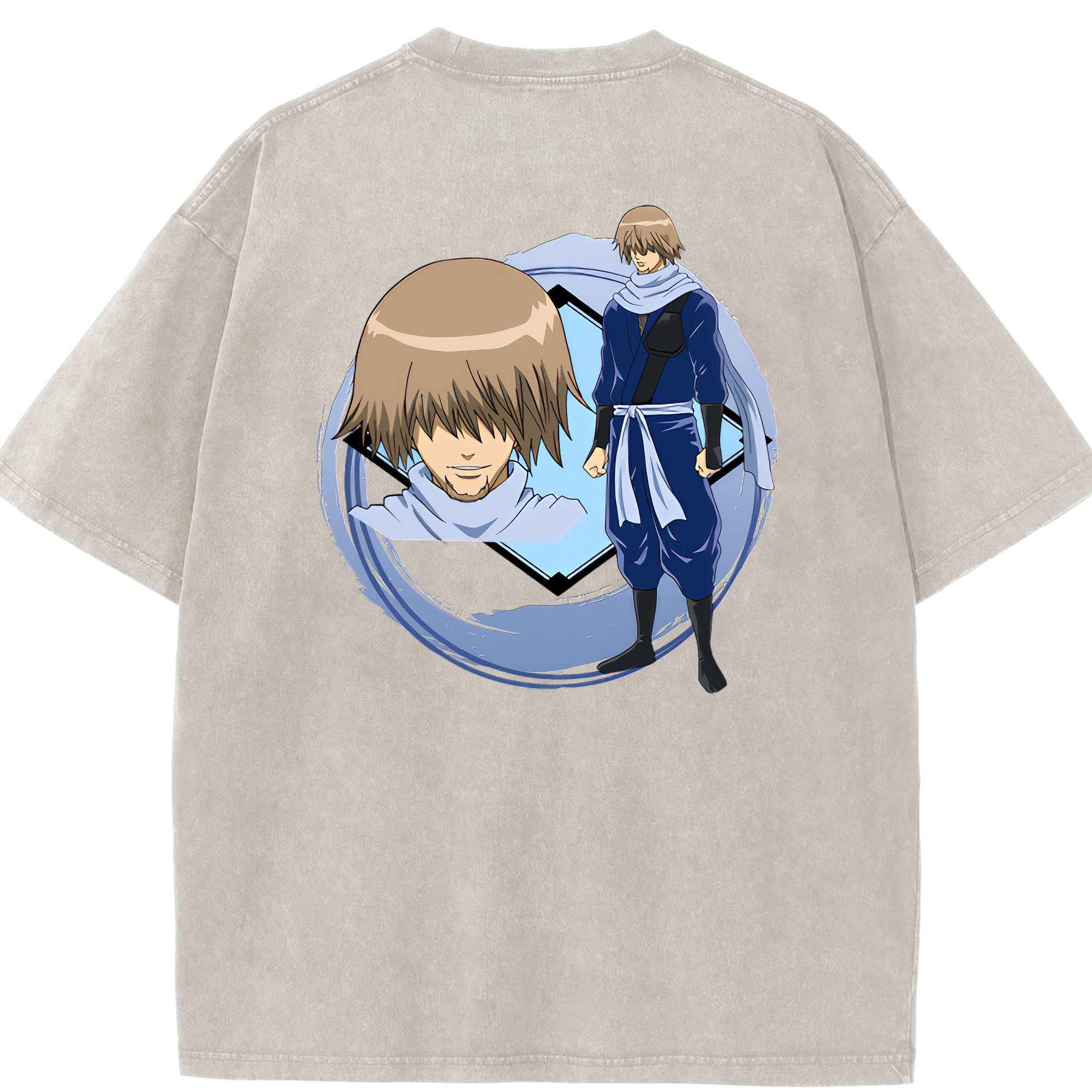 （画像用） ぎんたま 坂田銀時（さかたぎんとき） 神楽 志村新八（しむら しんぱち） GINTAMA Sakata Gintoki Kagura Shimura Shinpachi 綿100% ヴィンテージ風 半袖Tシャツ（背面プリント）