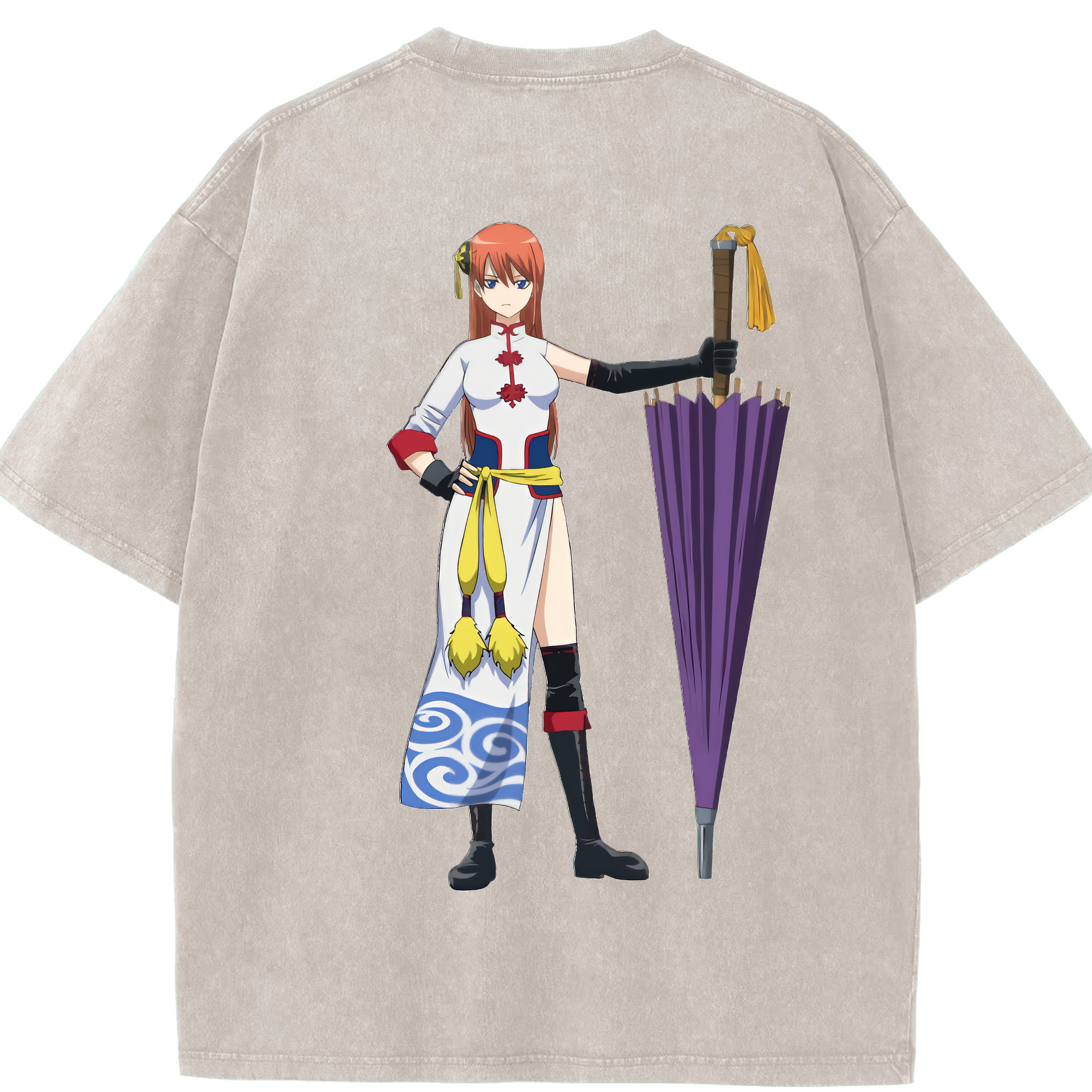（画像用） ぎんたま 坂田銀時（さかたぎんとき） 神楽 志村新八（しむら しんぱち） GINTAMA Sakata Gintoki Kagura Shimura Shinpachi 綿100% ヴィンテージ風 半袖Tシャツ（背面プリント）