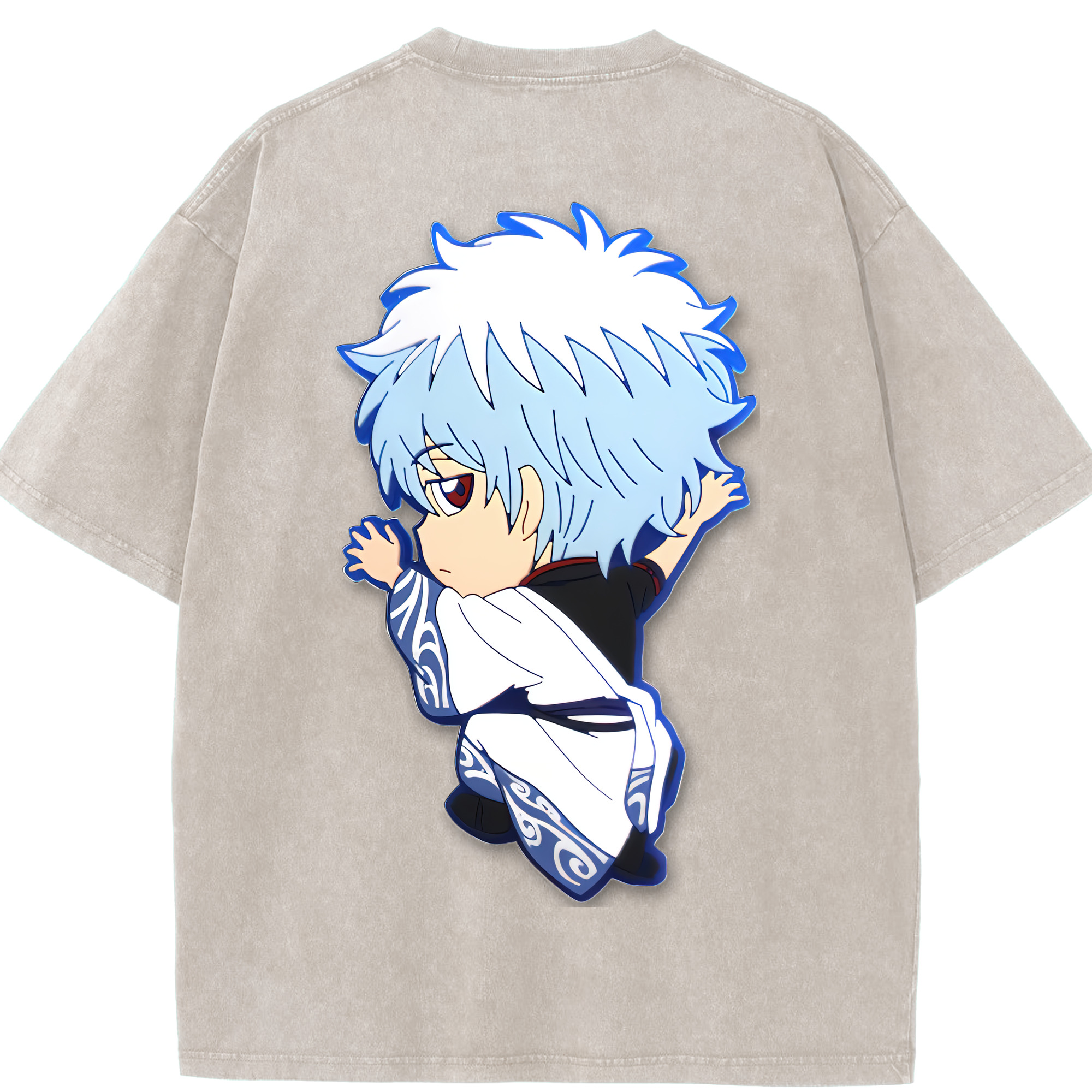 （画像用） ぎんたま 坂田銀時（さかたぎんとき） 神楽 志村新八（しむら しんぱち） GINTAMA Sakata Gintoki Kagura Shimura Shinpachi 綿100% ヴィンテージ風 半袖Tシャツ（背面プリント）