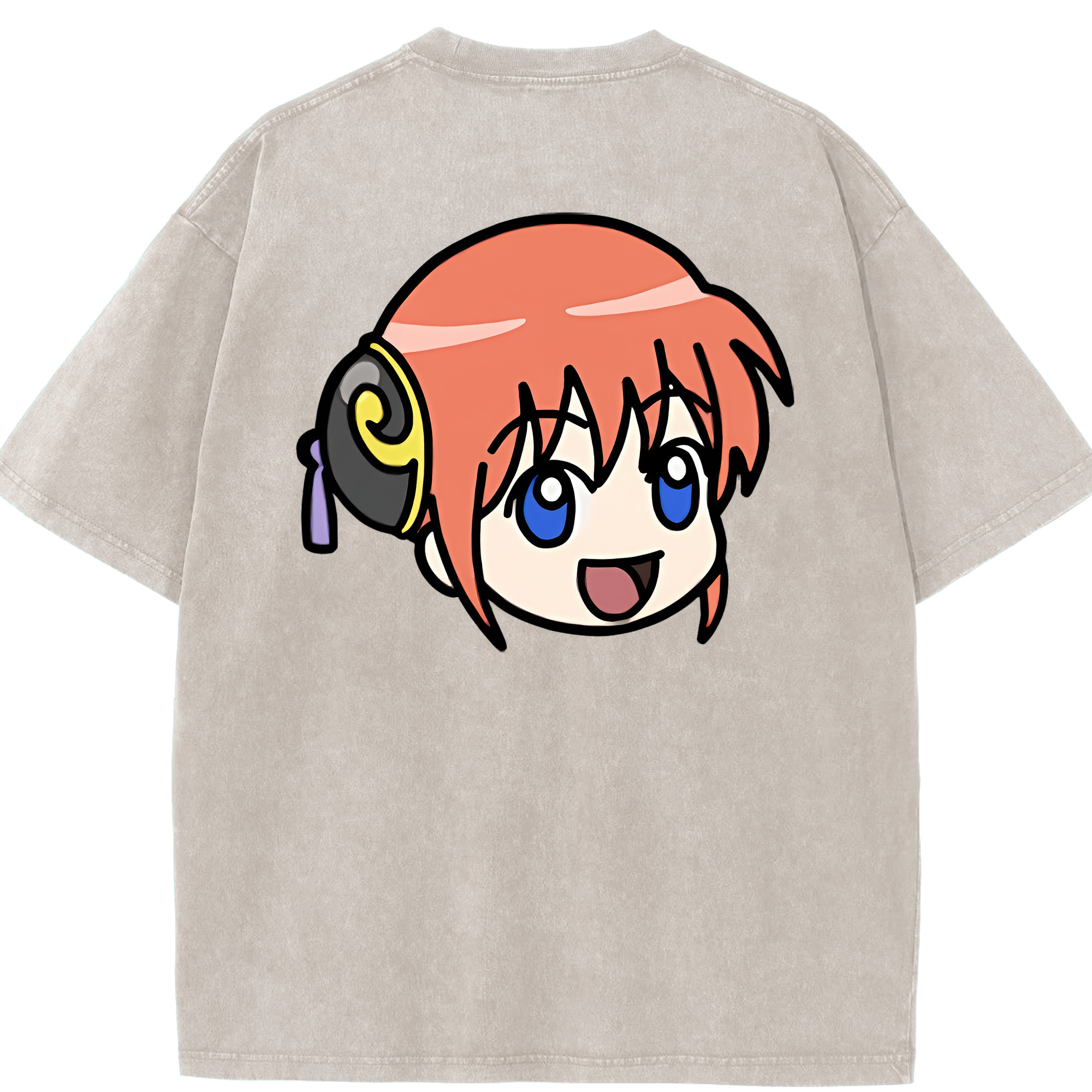（画像用） ぎんたま 坂田銀時（さかたぎんとき） 神楽 志村新八（しむら しんぱち） GINTAMA Sakata Gintoki Kagura Shimura Shinpachi 綿100% ヴィンテージ風 半袖Tシャツ（背面プリント）