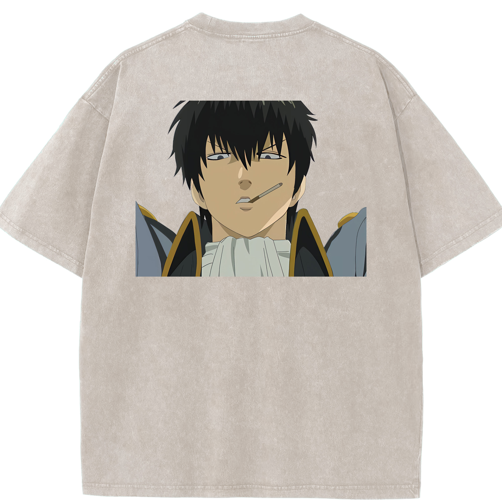 （画像用） ぎんたま 坂田銀時（さかたぎんとき） 神楽 志村新八（しむら しんぱち） GINTAMA Sakata Gintoki Kagura Shimura Shinpachi 綿100% ヴィンテージ風 半袖Tシャツ（背面プリント）