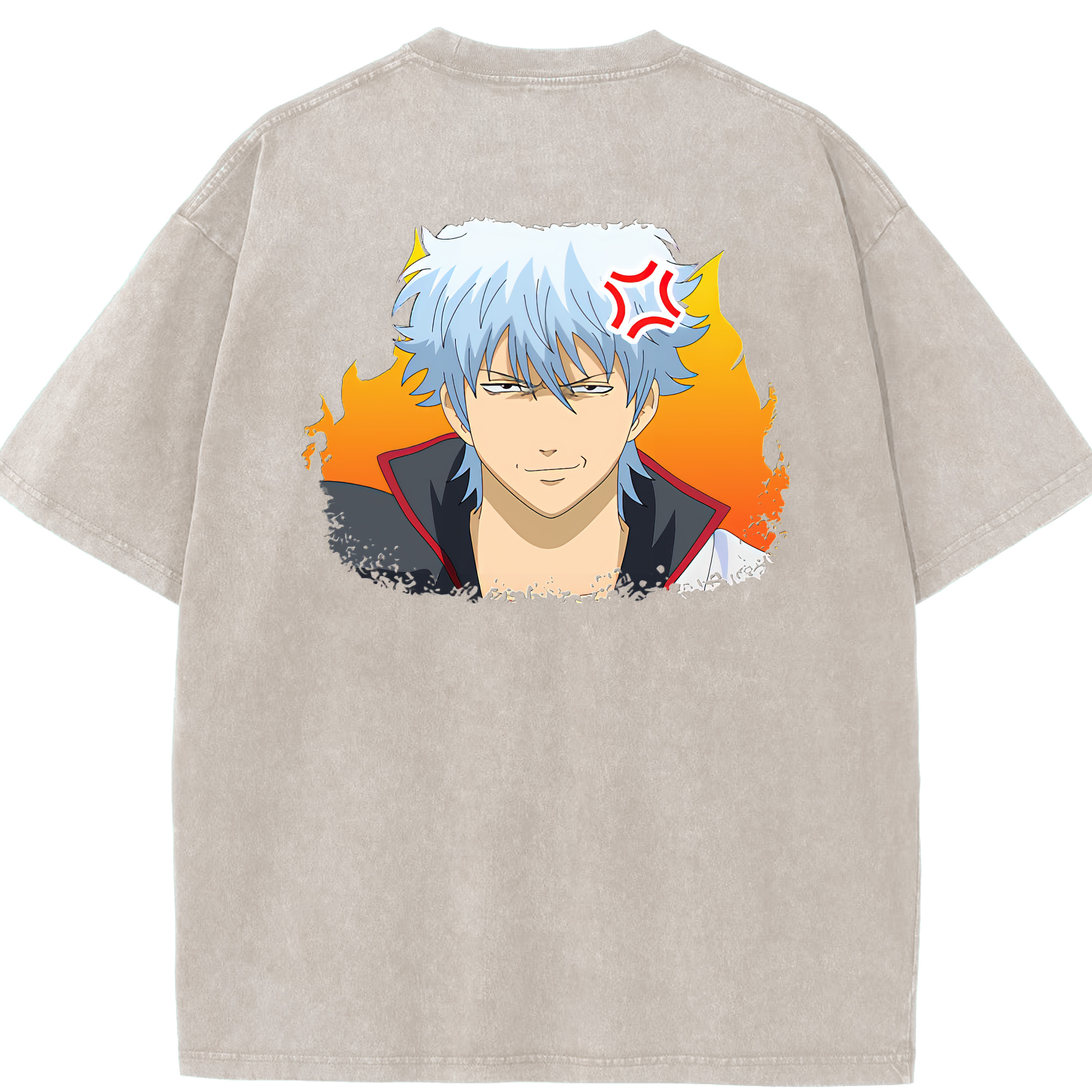 （画像用） ぎんたま 坂田銀時（さかたぎんとき） 神楽 志村新八（しむら しんぱち） GINTAMA Sakata Gintoki Kagura Shimura Shinpachi 綿100% ヴィンテージ風 半袖Tシャツ（背面プリント）