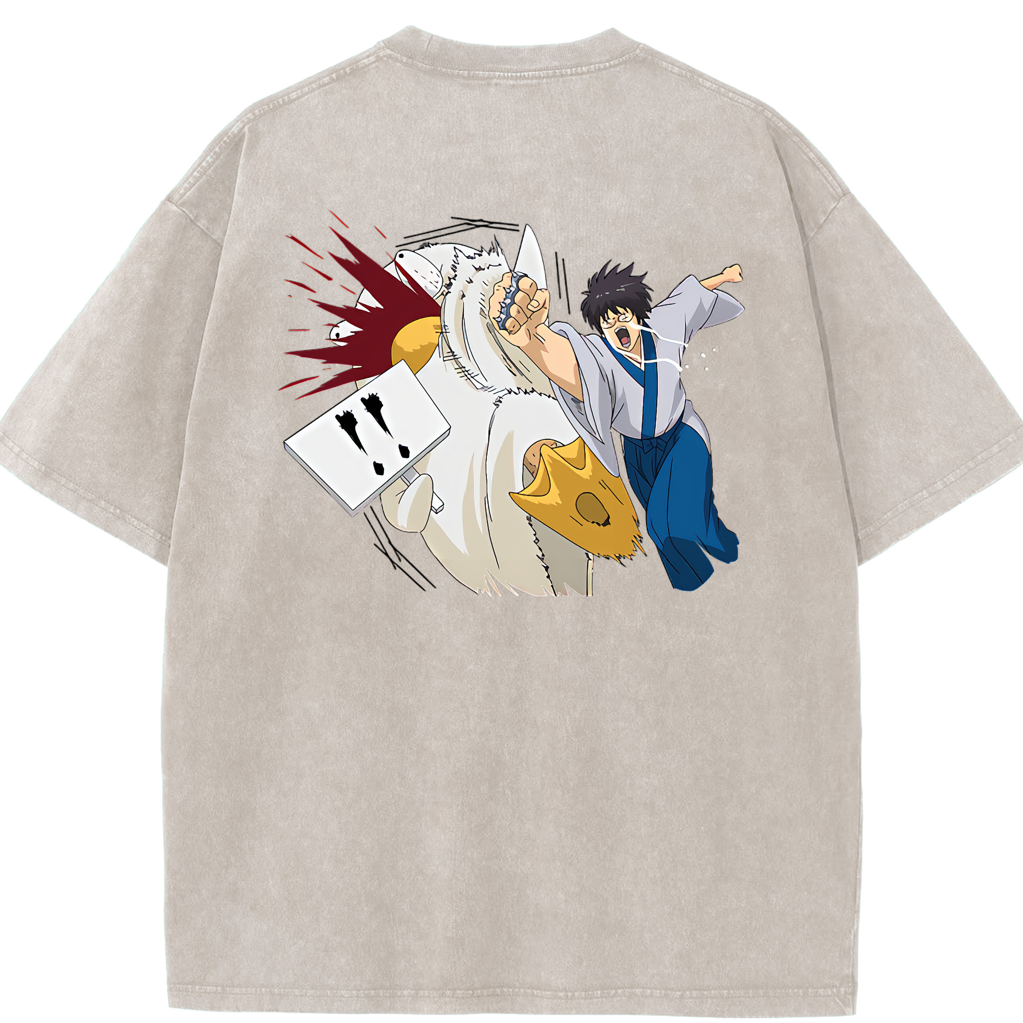 （画像用） ぎんたま 坂田銀時（さかたぎんとき） 神楽 志村新八（しむら しんぱち） GINTAMA Sakata Gintoki Kagura Shimura Shinpachi 綿100% ヴィンテージ風 半袖Tシャツ（背面プリント）