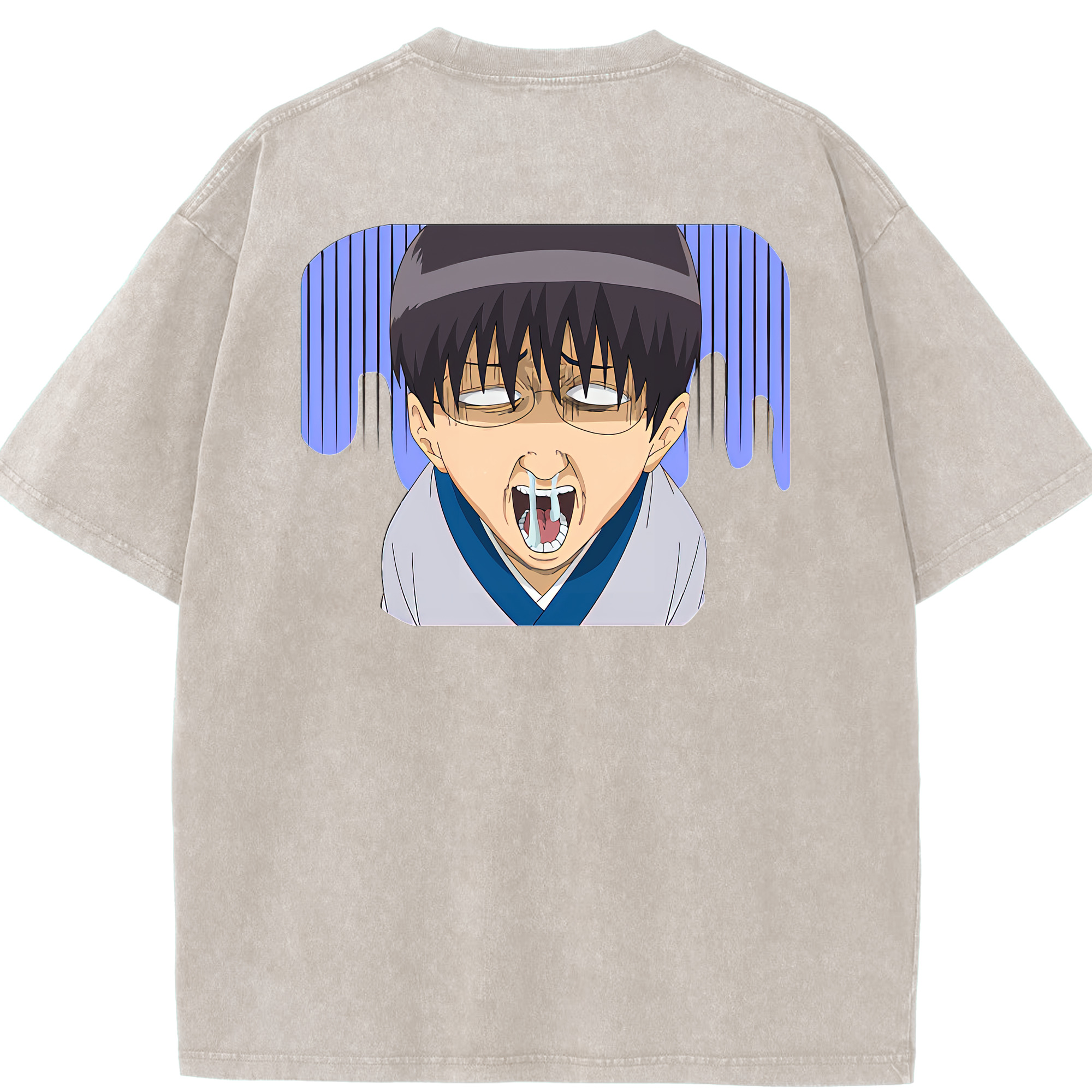 （画像用） ぎんたま 坂田銀時（さかたぎんとき） 神楽 志村新八（しむら しんぱち） GINTAMA Sakata Gintoki Kagura Shimura Shinpachi 綿100% ヴィンテージ風 半袖Tシャツ（背面プリント）